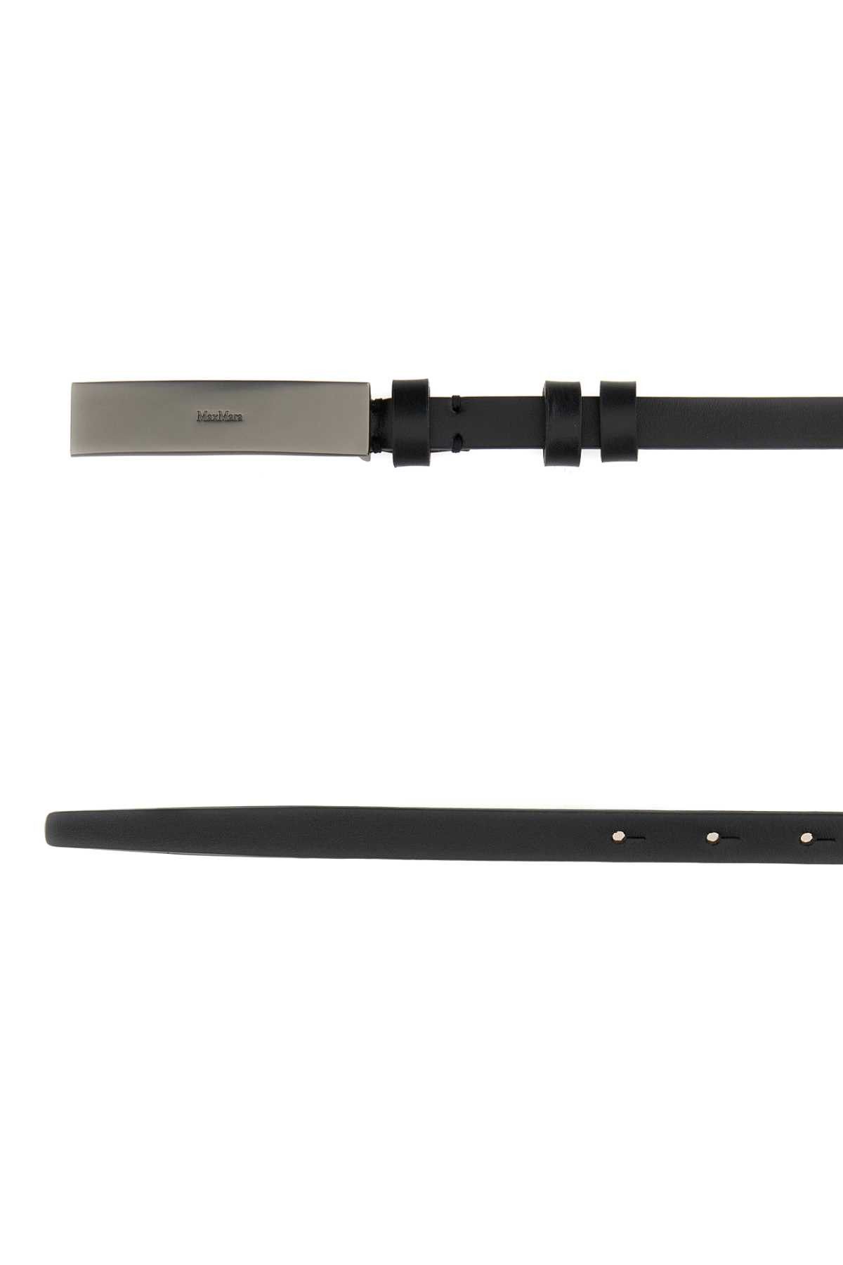 Max Mara Black Leather Newplate15 Belt Size ONE SIZE - 2 Thumbnail