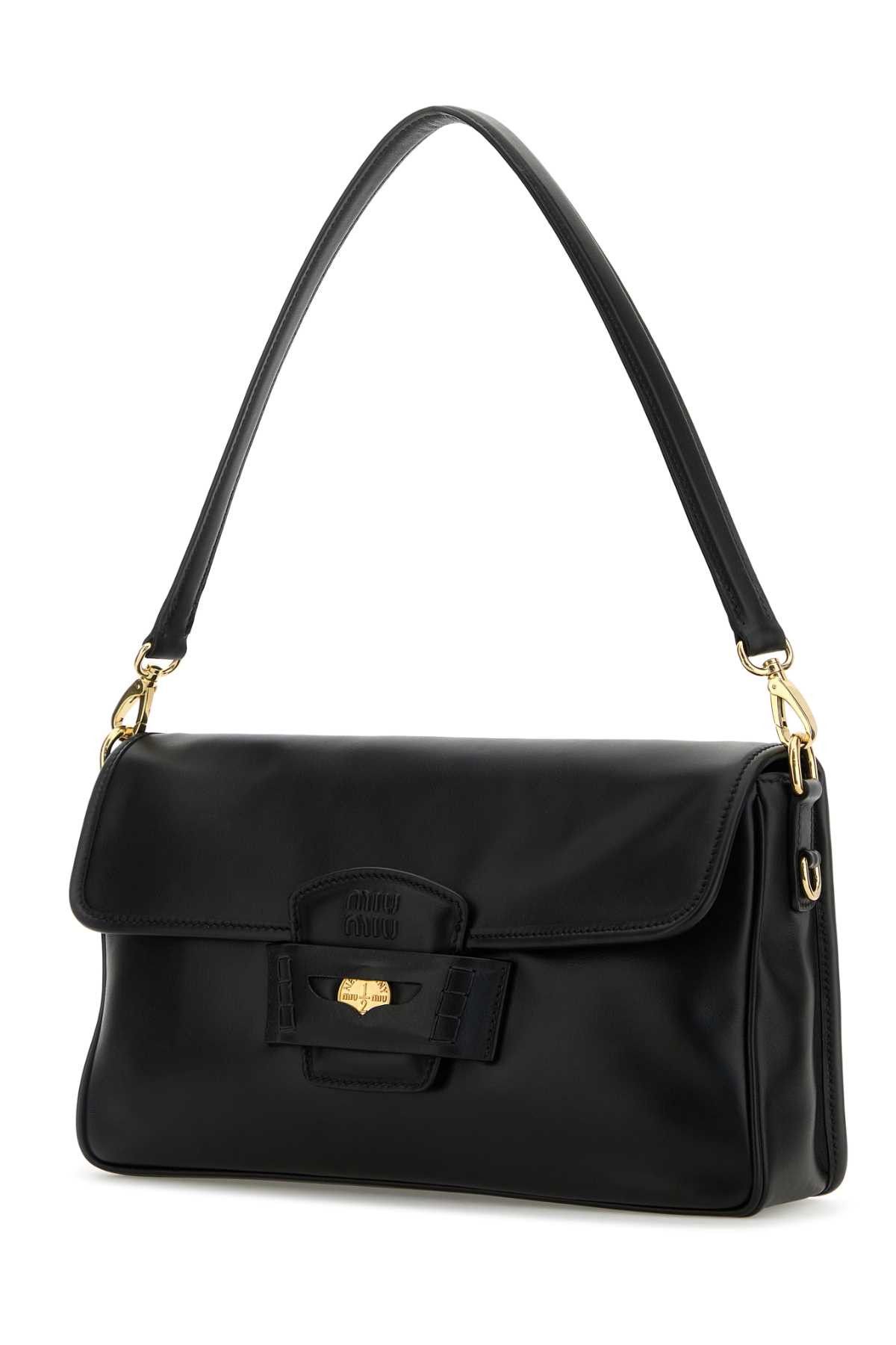 Miu Miu Black Leather Penny Shoulder Bag Size ONE SIZE - 2 Thumbnail