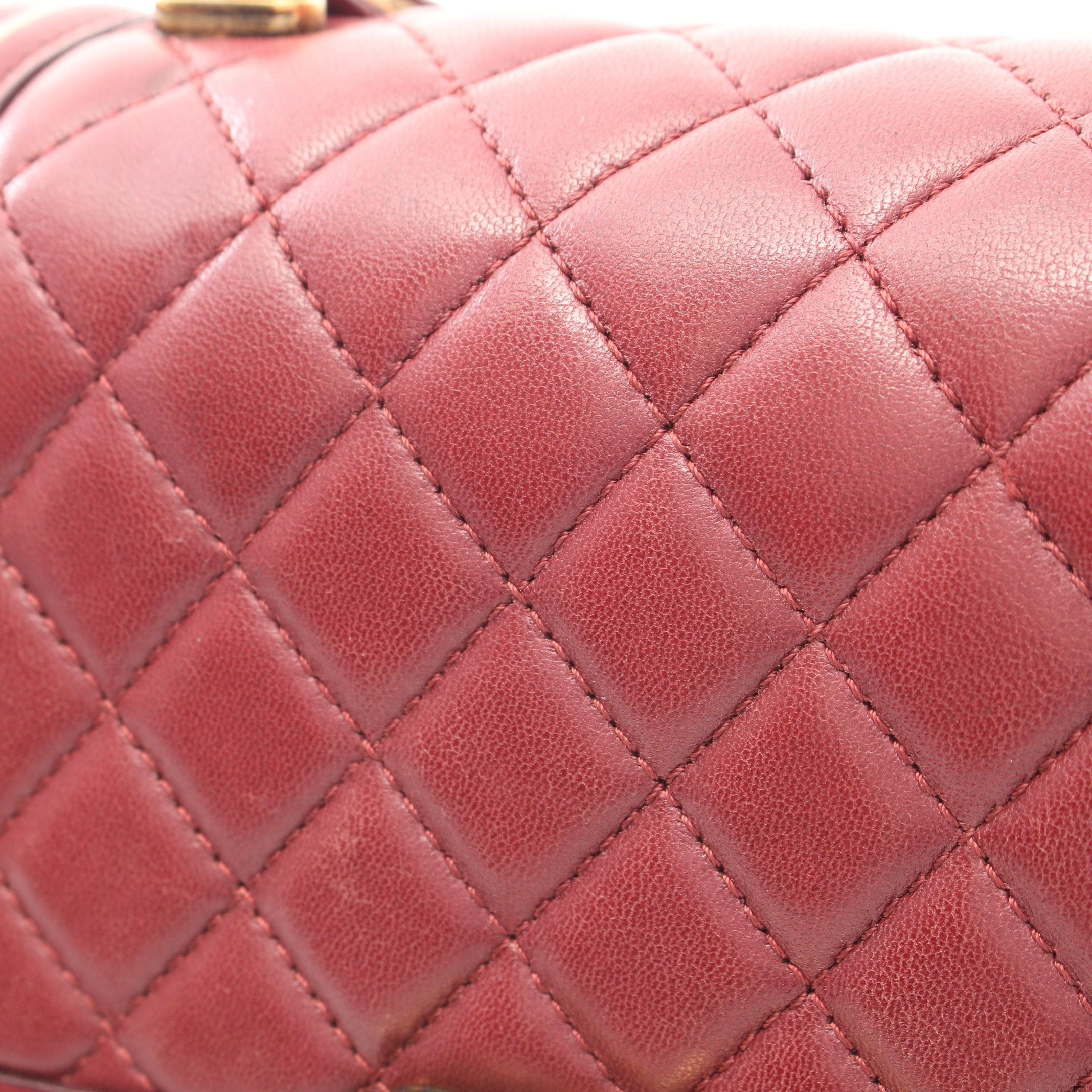 Chanel Chanel Boy Chanel Top Handle Flap Bag Chain Shoulder Lambskin Bordeaux Antique Gold Hardware Size ONE SIZE - 12 Thumbnail