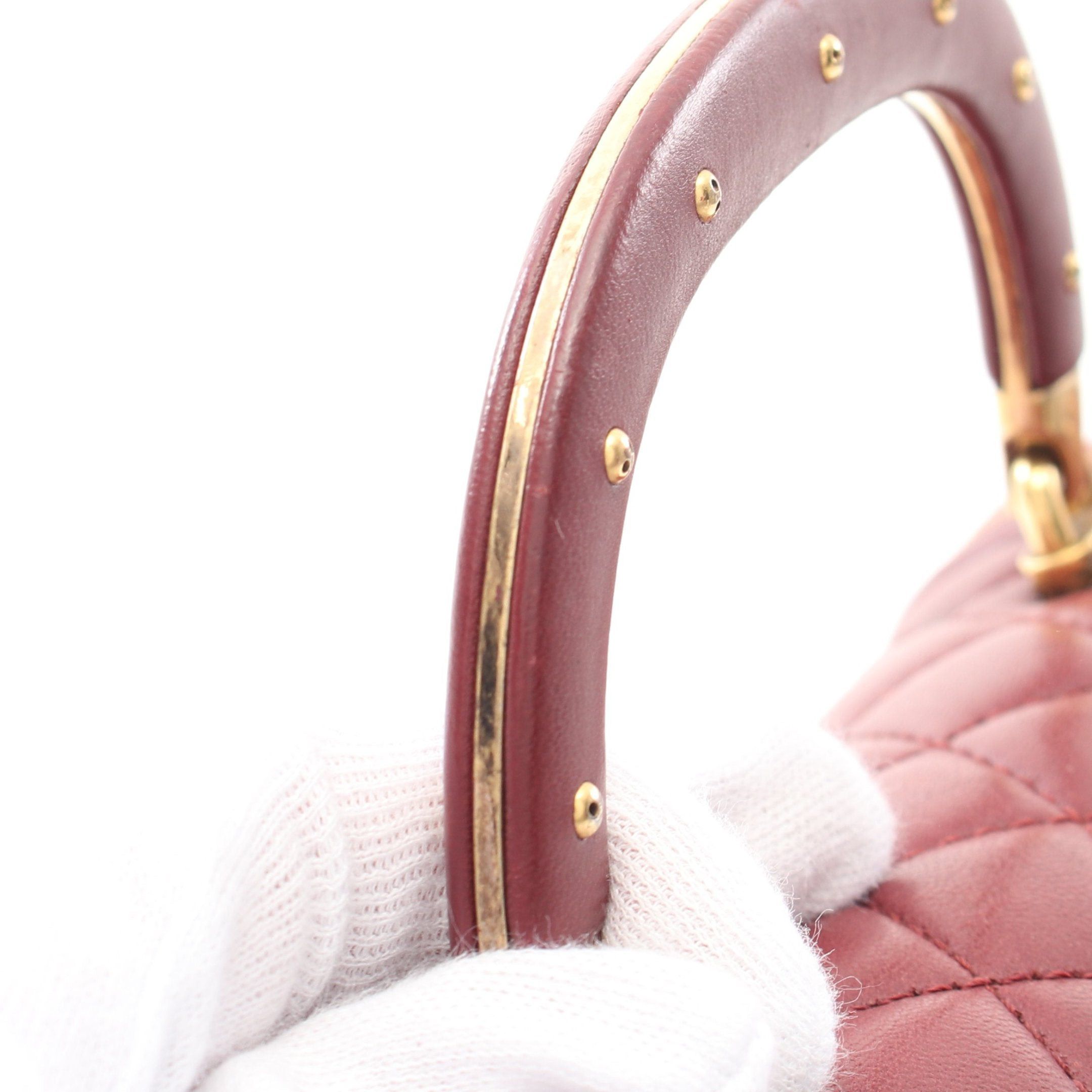 Chanel Chanel Boy Chanel Top Handle Flap Bag Chain Shoulder Lambskin Bordeaux Antique Gold Hardware Size ONE SIZE - 8 Thumbnail