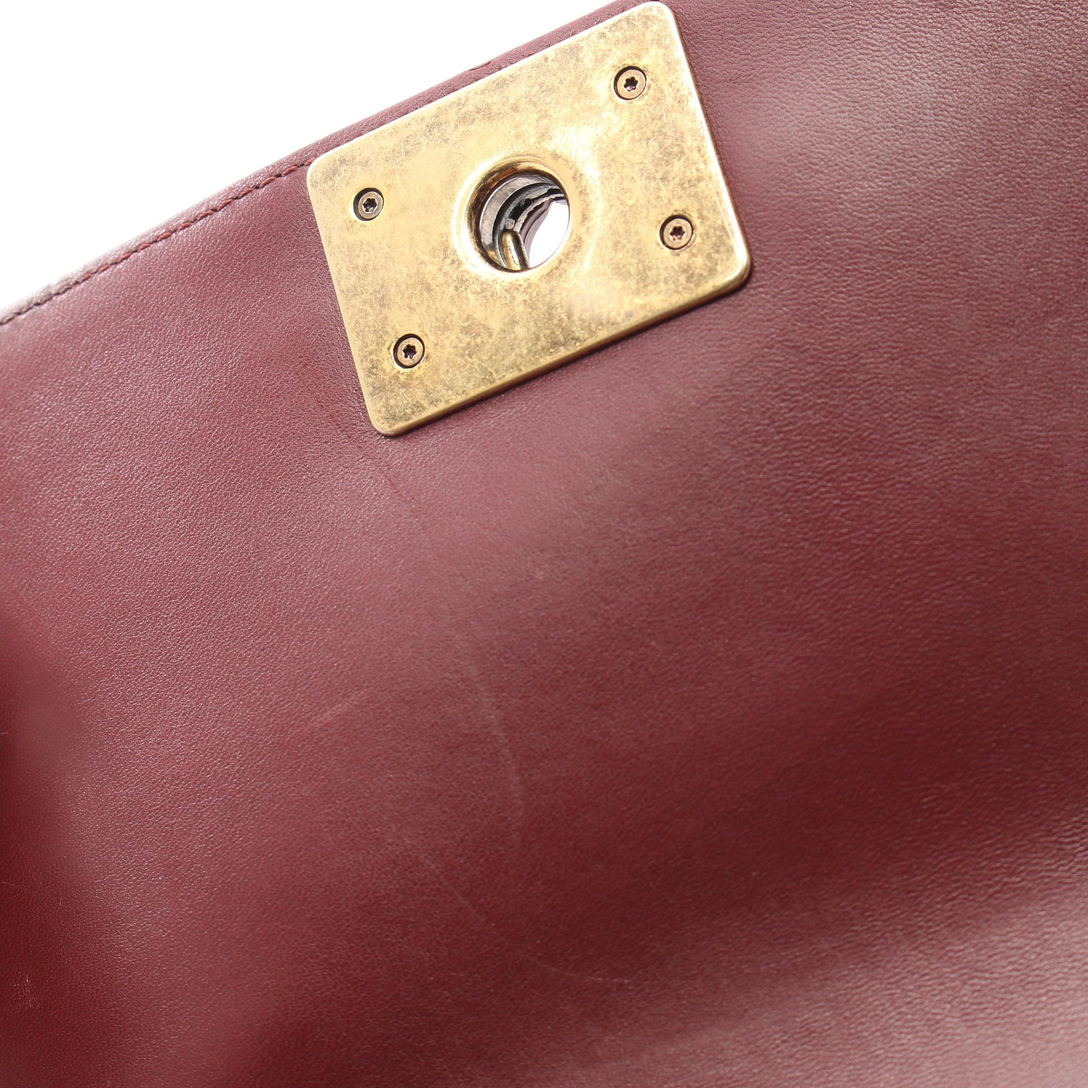 Chanel Chanel Boy Chanel Top Handle Flap Bag Chain Shoulder Lambskin Bordeaux Antique Gold Hardware Size ONE SIZE - 7 Thumbnail