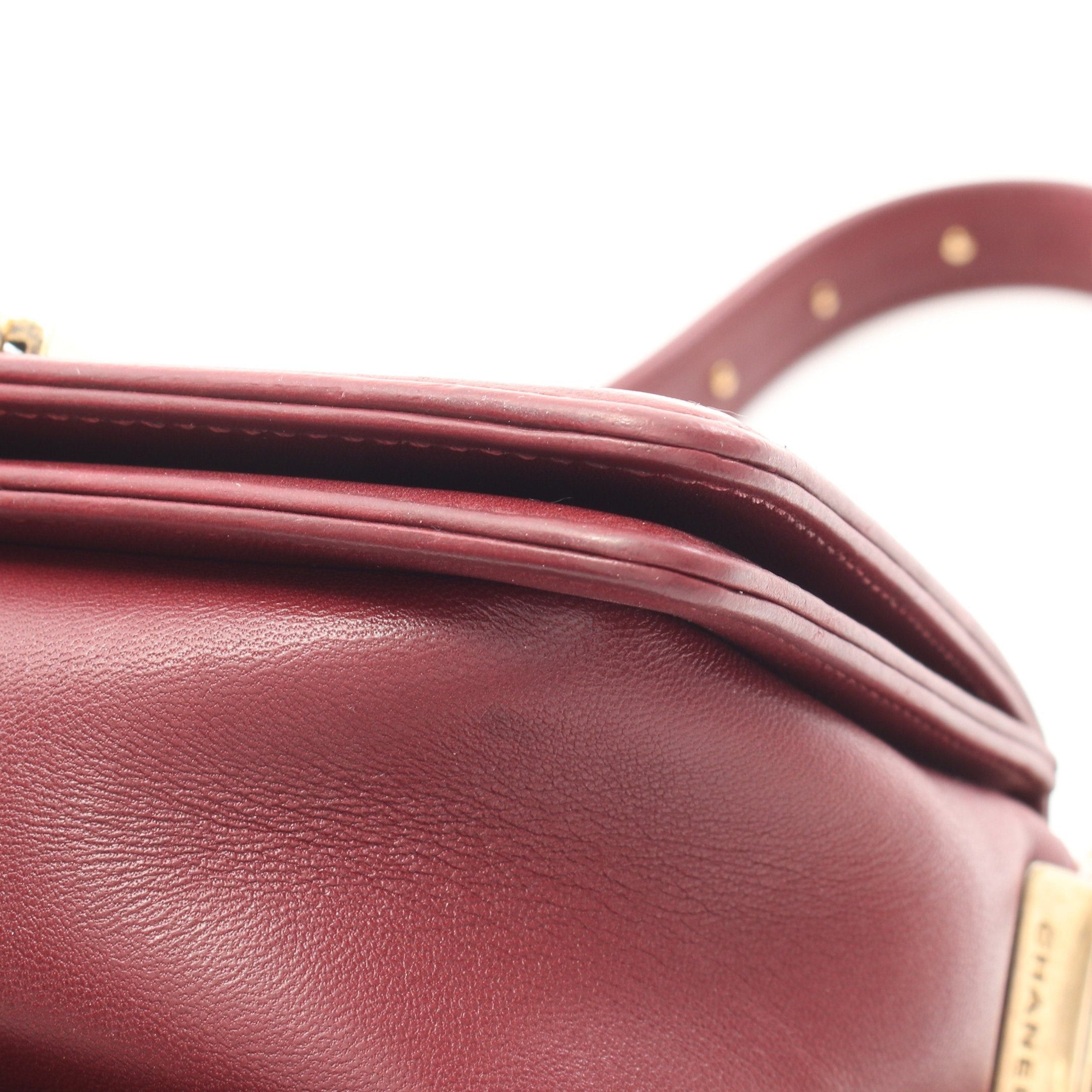 Chanel Chanel Boy Chanel Top Handle Flap Bag Chain Shoulder Lambskin Bordeaux Antique Gold Hardware Size ONE SIZE - 13 Thumbnail