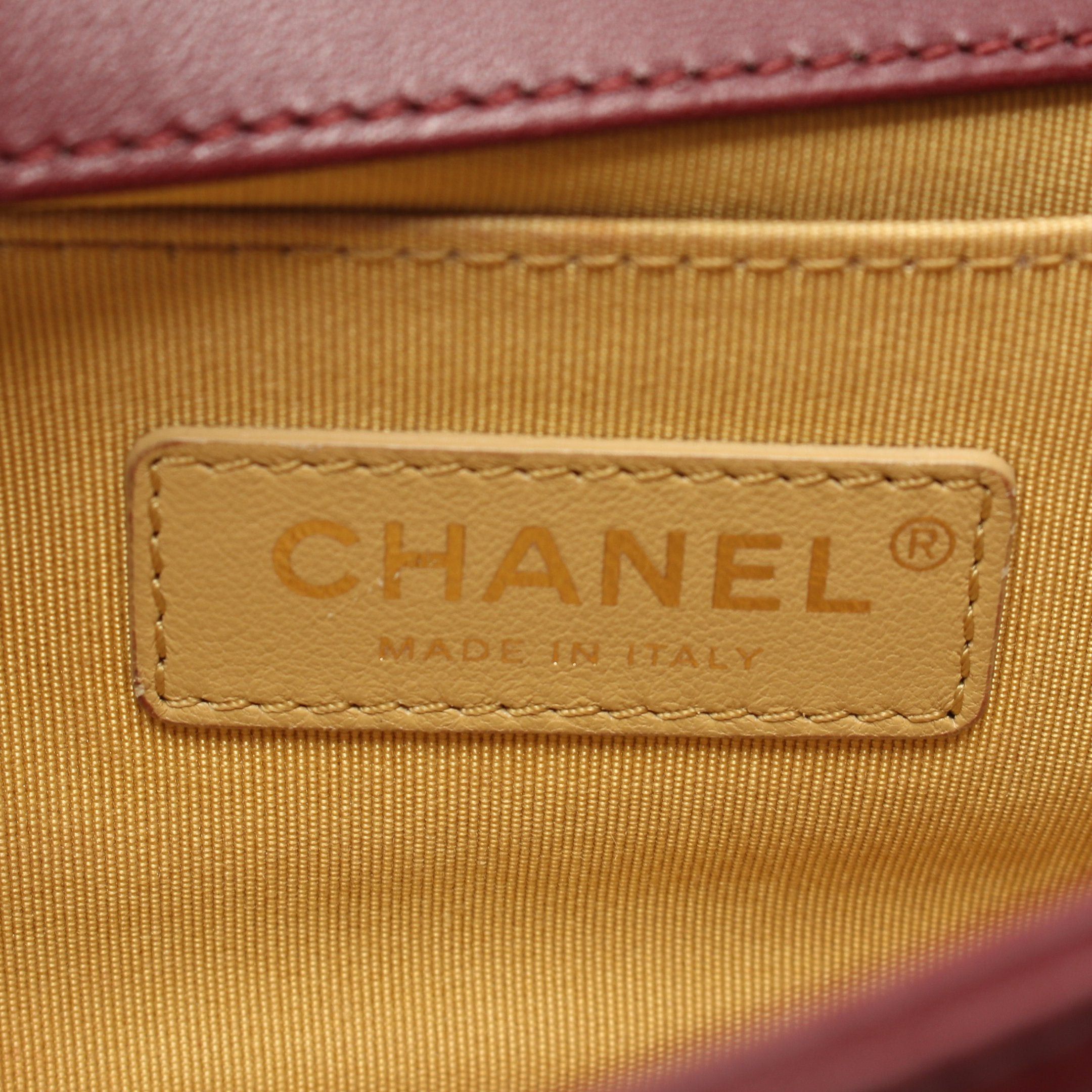 Chanel Chanel Boy Chanel Top Handle Flap Bag Chain Shoulder Lambskin Bordeaux Antique Gold Hardware Size ONE SIZE - 4 Thumbnail