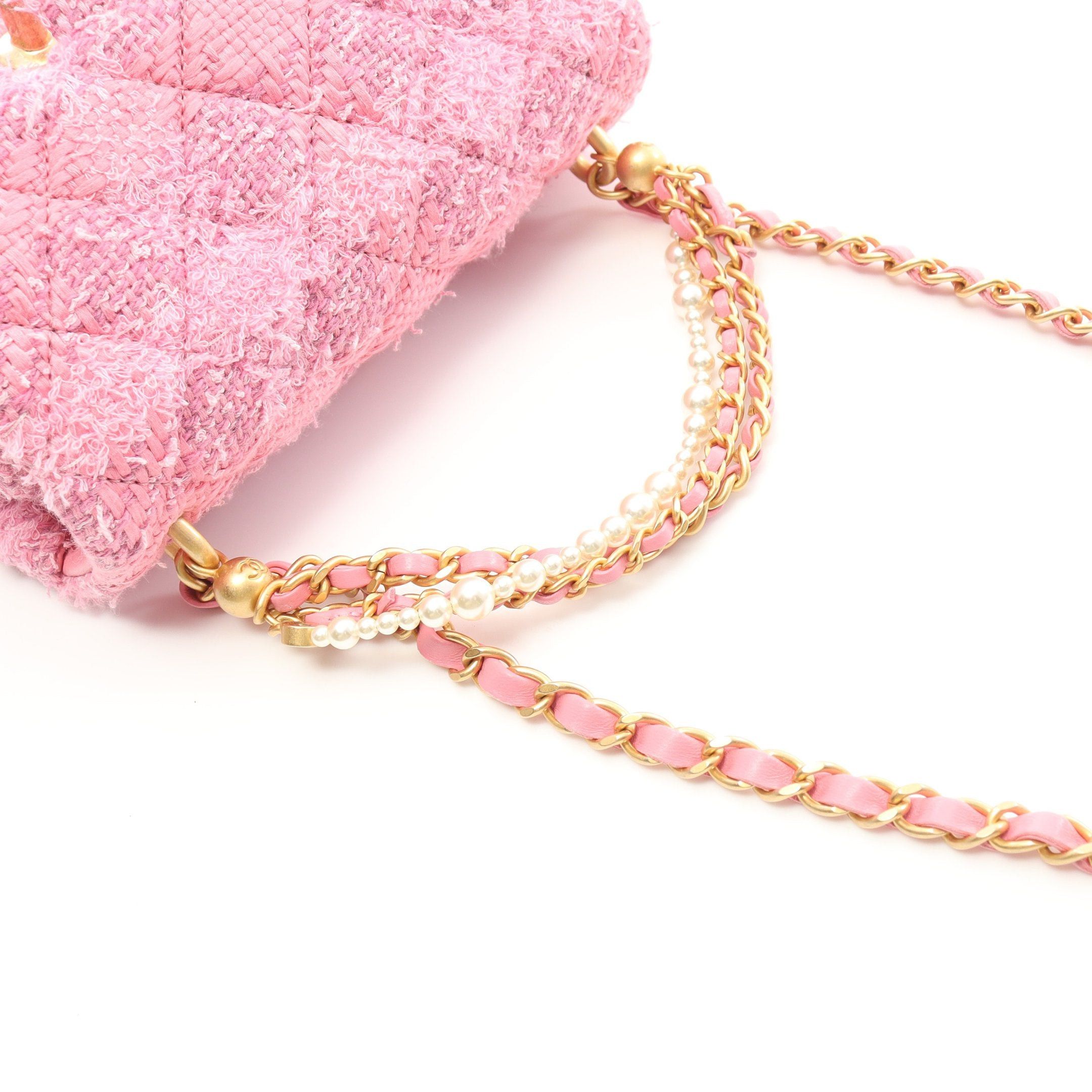Chanel Chanel Mini Matelasse Chain Shoulder Bag Tweed Pink Gold Hardware Size ONE SIZE - 6 Thumbnail