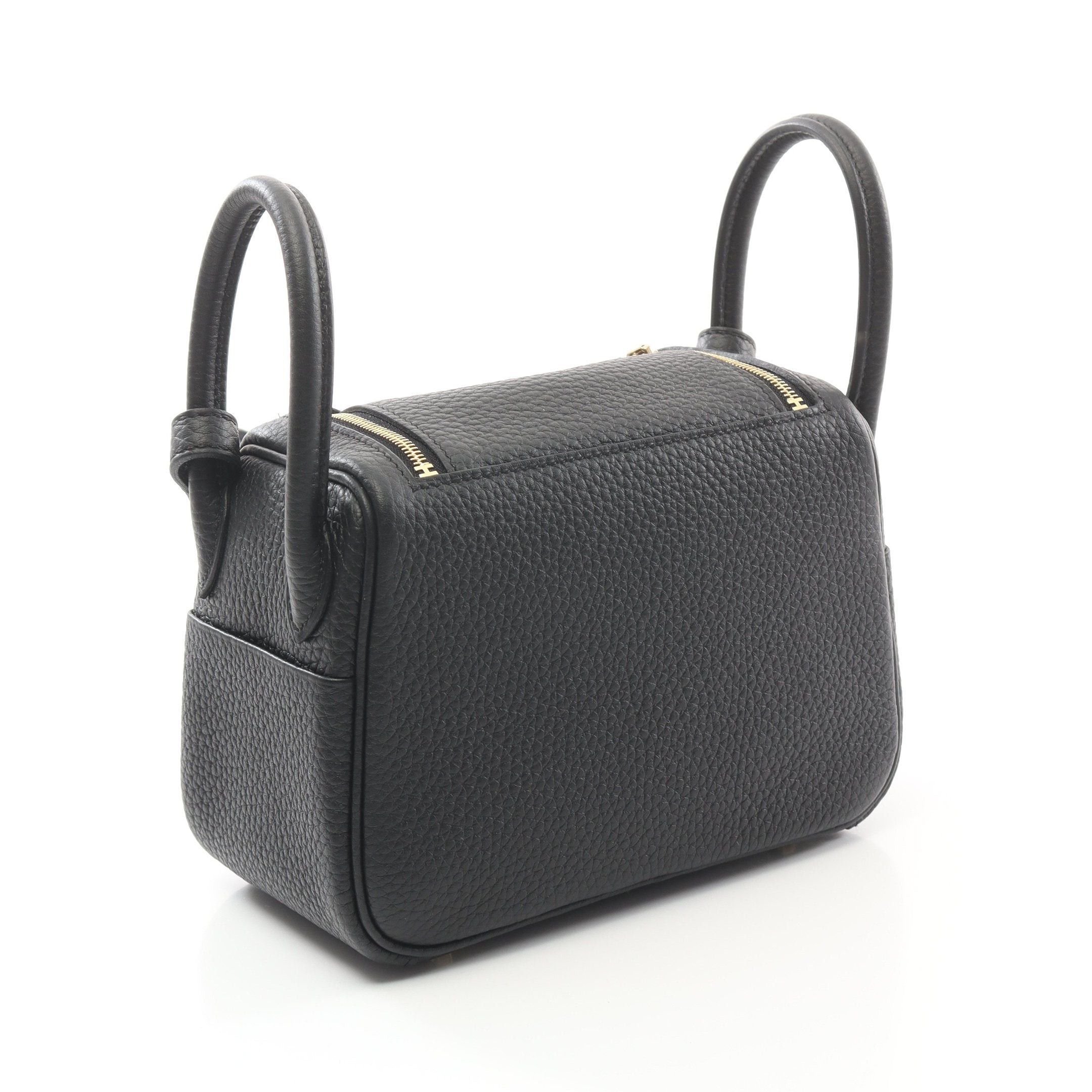 Hermes Hermes Lindy Mini Shoulder Bag Clemence Leather Black Gold Hardware Double Engraved Size ONE SIZE - 2 Thumbnail