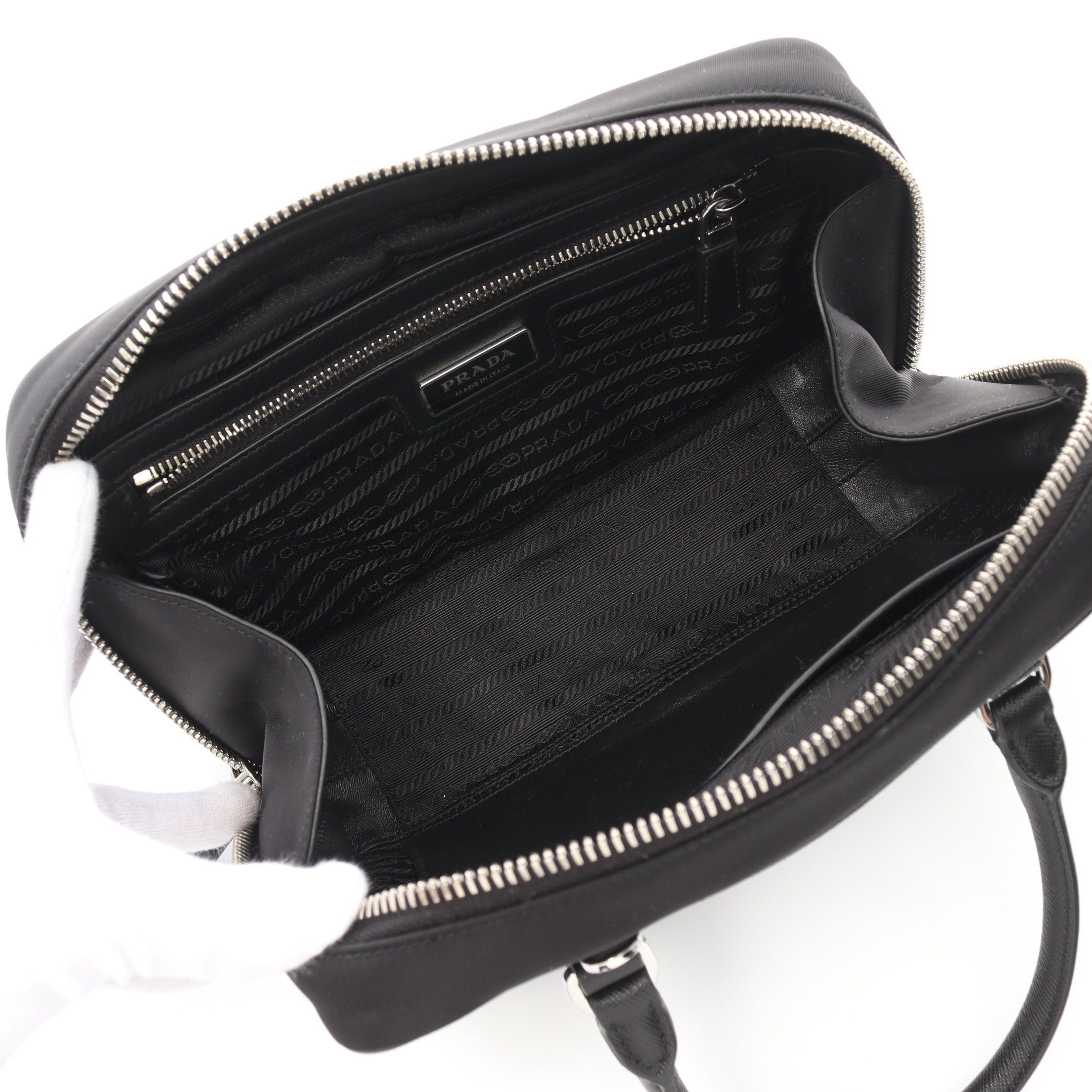 Prada Prada Handbag Nylon Saffiano Leather Black Size ONE SIZE - 3 Thumbnail