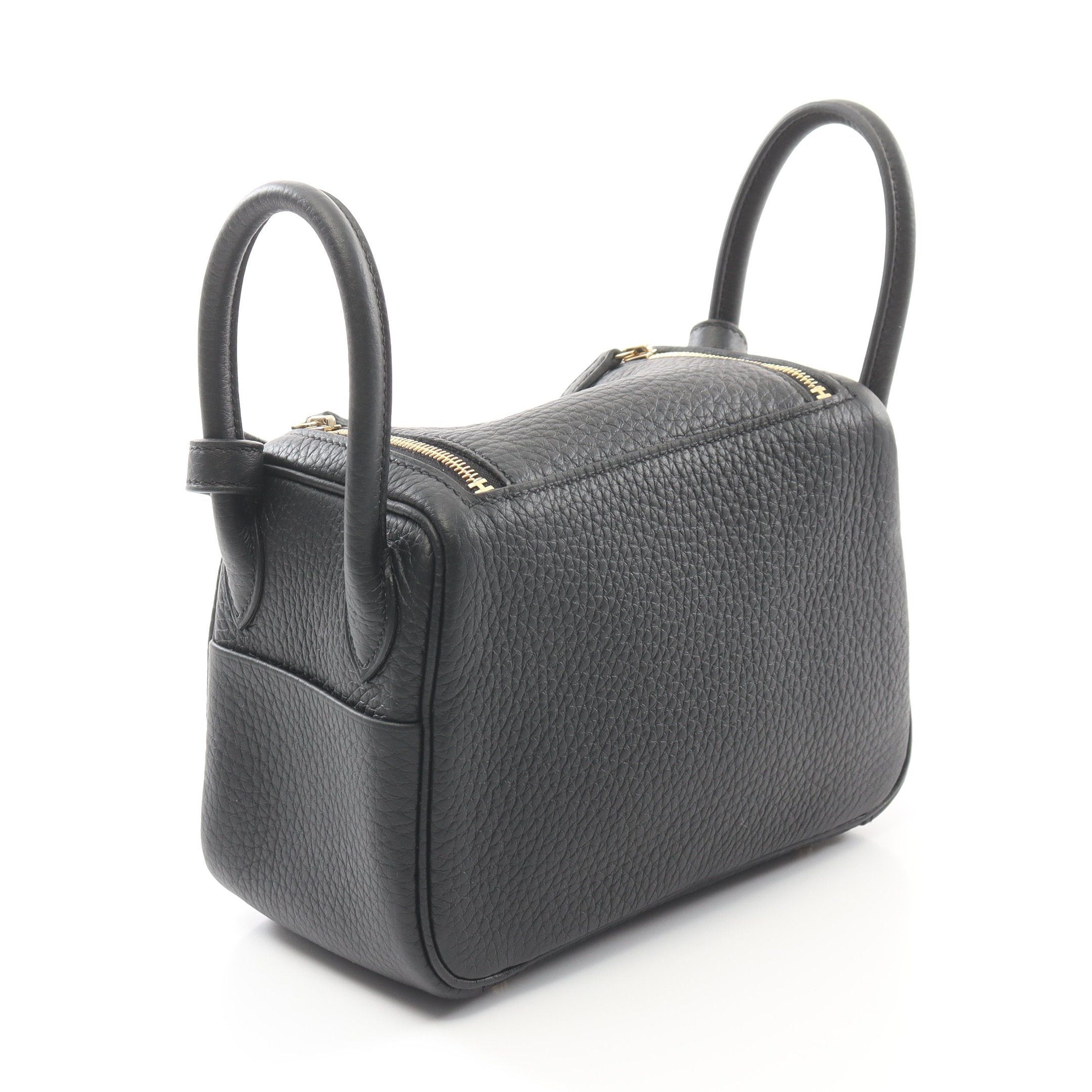 Hermes Hermes Lindy Mini Shoulder Bag Clemence Leather Black Gold Hardware Double Engraved Size ONE SIZE - 2 Thumbnail