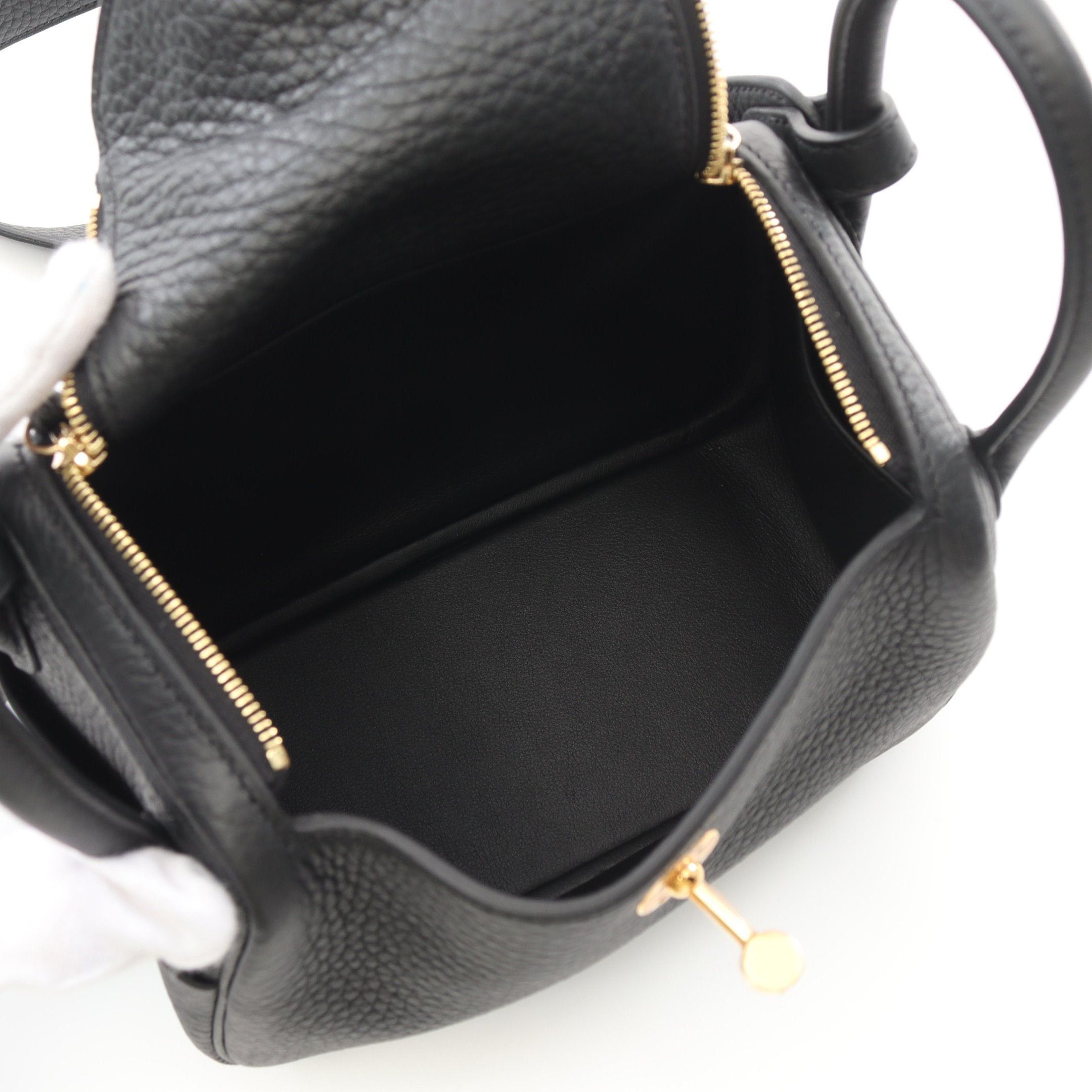 Hermes Hermes Lindy Mini Shoulder Bag Clemence Leather Black Gold Hardware Double Engraved Size ONE SIZE - 3 Thumbnail