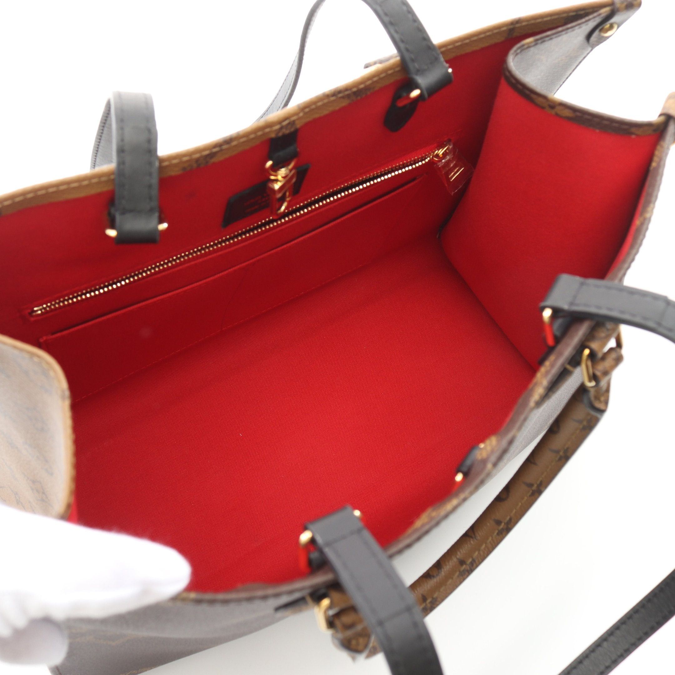 Louis Vuitton Louis Vuitton On-The-Go Mm Monogram Giant Reverse Shoulder Bag Tote Leather Brown Beige Size ONE SIZE - 3 Thumbnail