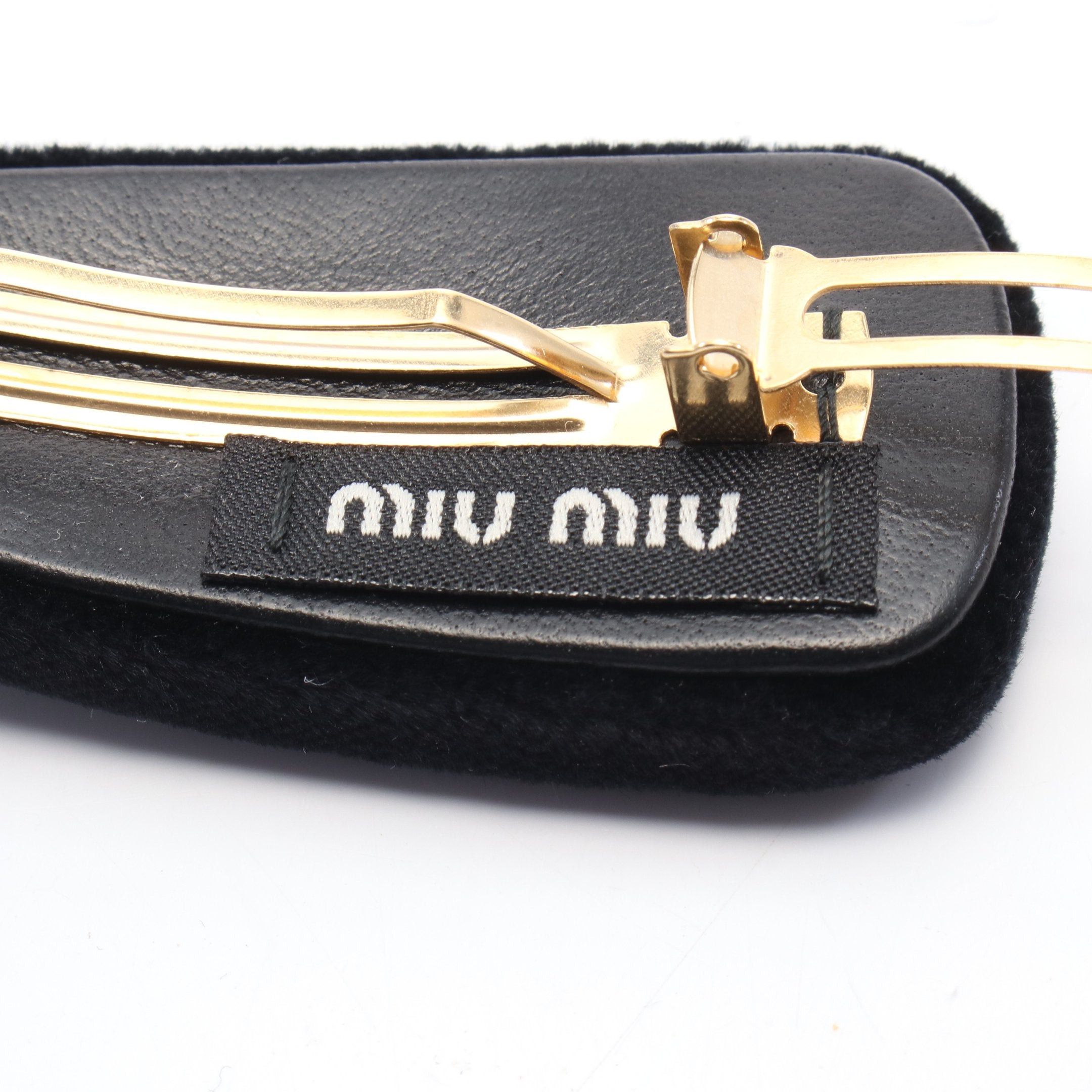 Miu Miu Miu Miu Logo Barretta Hair Clip Velor Black Size ONE SIZE - 3 Thumbnail