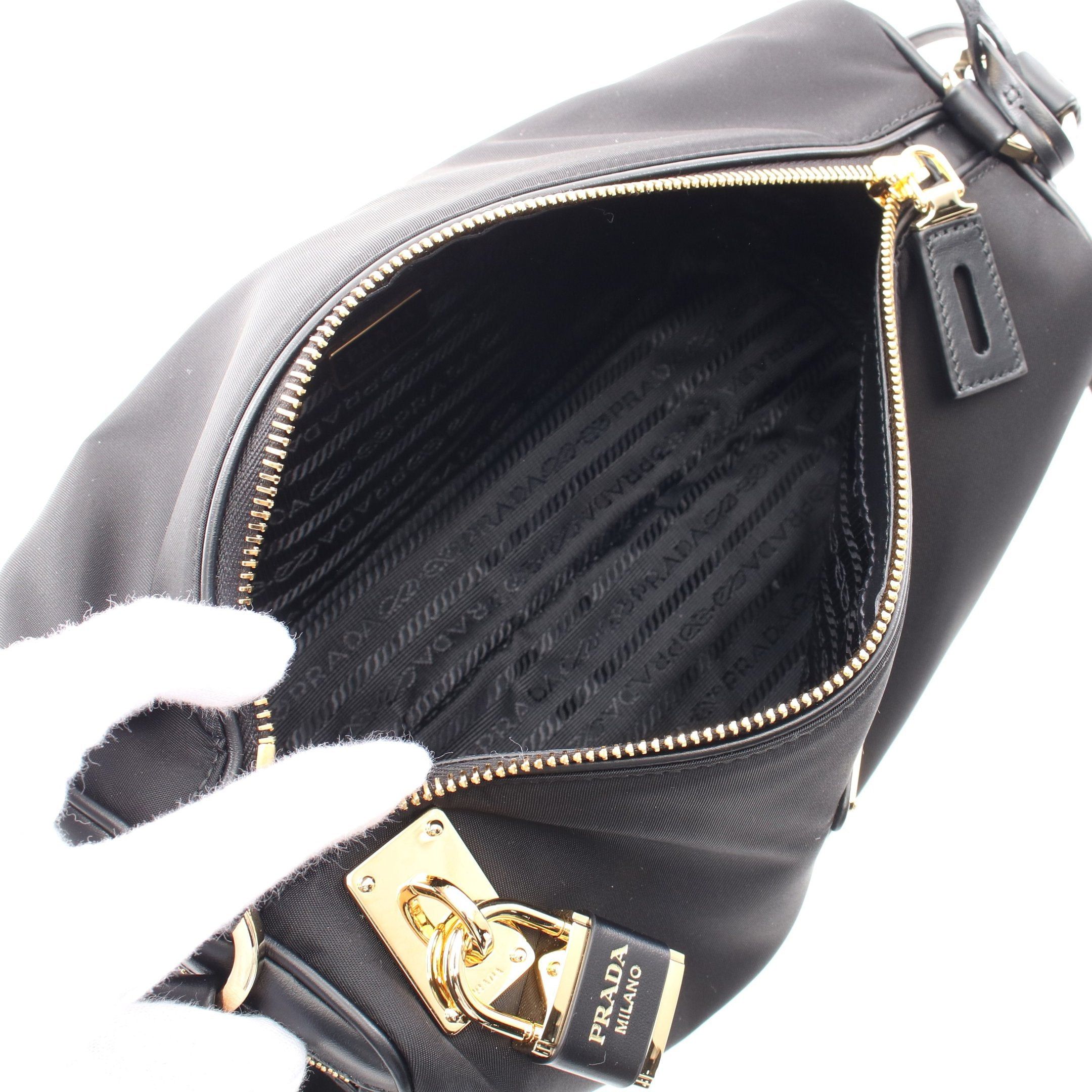 Prada Prada Tessuto Vitello Shoulder Bag Nylon Leather Black Size ONE SIZE - 3 Thumbnail