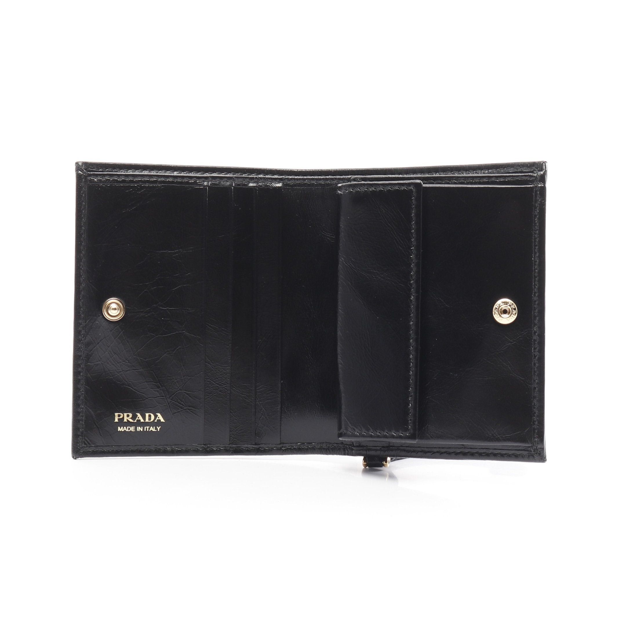 Prada Prada Soft Lux Bi-Fold Wallet Leather Black Size ONE SIZE - 3 Thumbnail