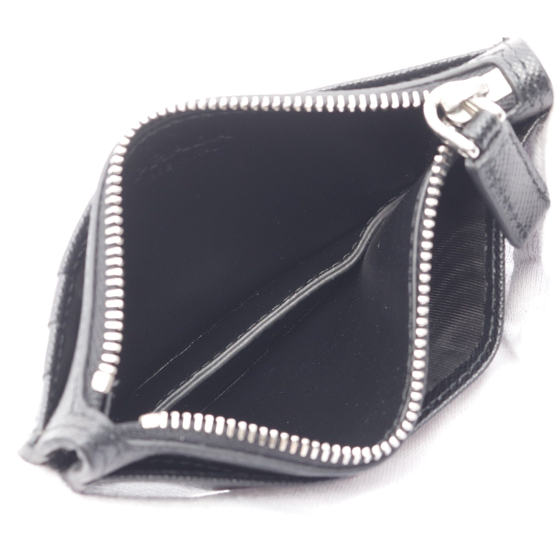 Prada Prada Saffiano Triangolo Card Case Coin Purse Leather Black Size ONE SIZE - 3 Thumbnail