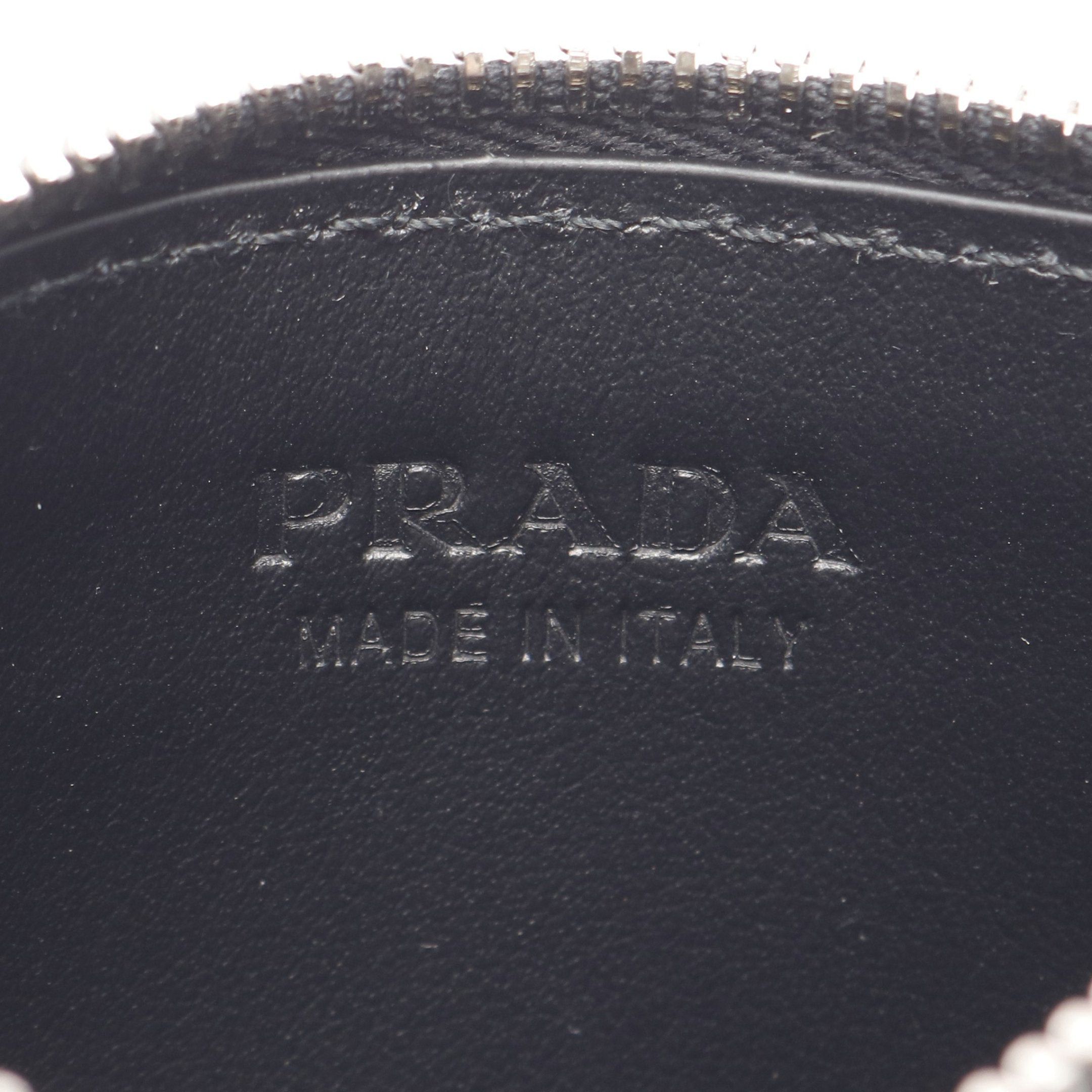 Prada Prada Saffiano Triangolo Card Case Coin Purse Leather Black Size ONE SIZE - 4 Thumbnail