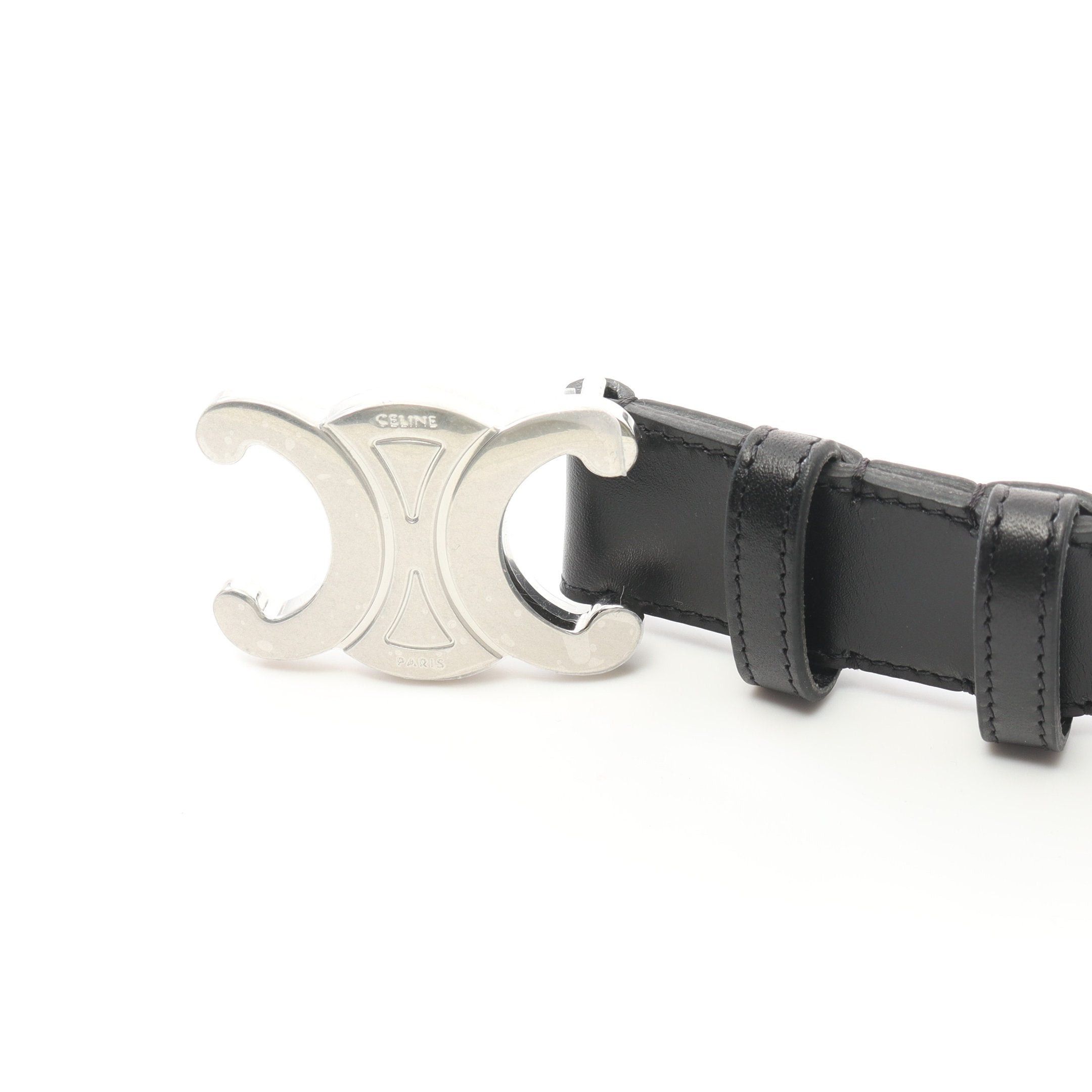 Celine Celine Triomphe Belt Leather Black Size ONE SIZE - 2 Thumbnail