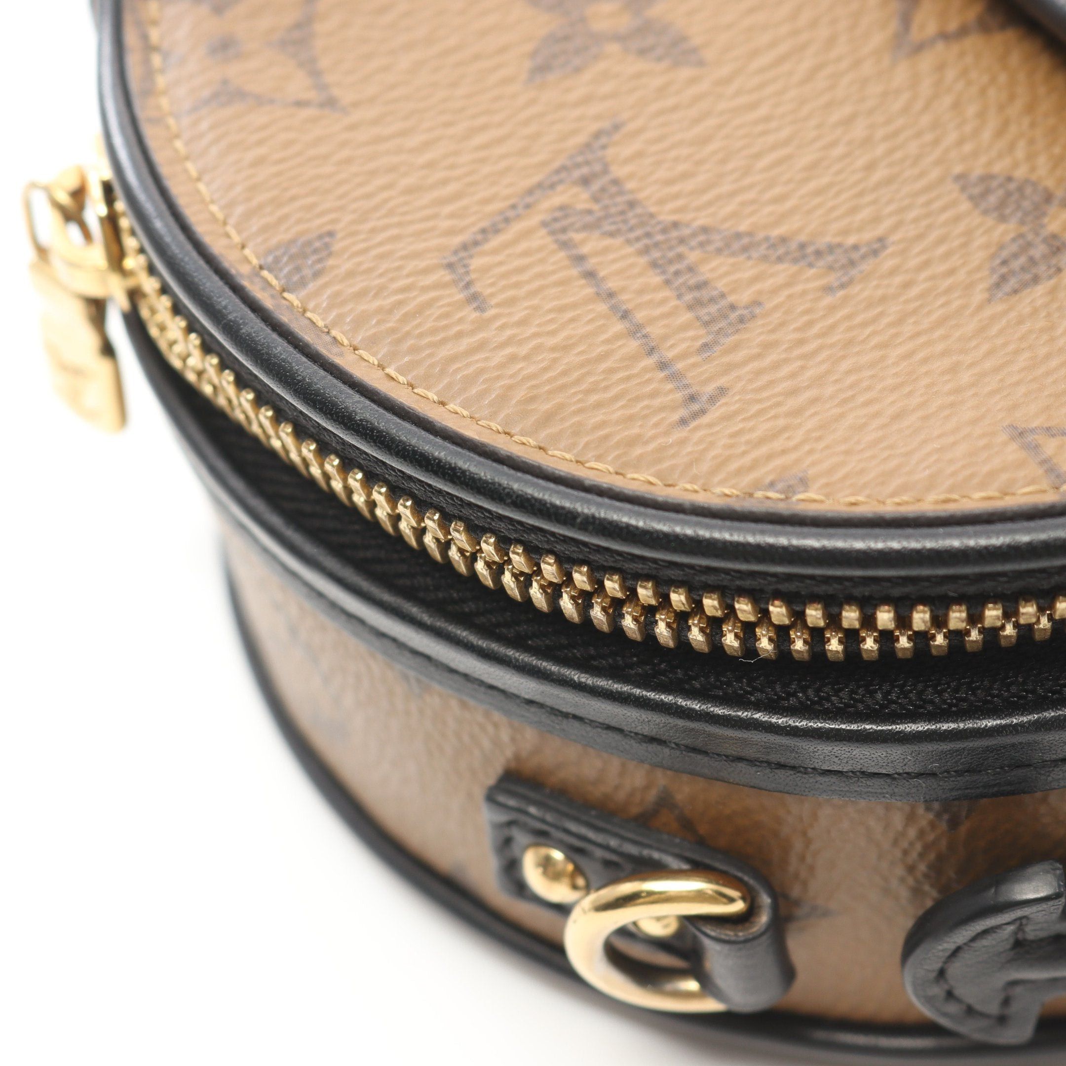 Louis Vuitton Louis Vuitton Mini Boatt Chapeau Monogram Reverse Handbag Leather Brown Black Size ONE SIZE - 7 Thumbnail