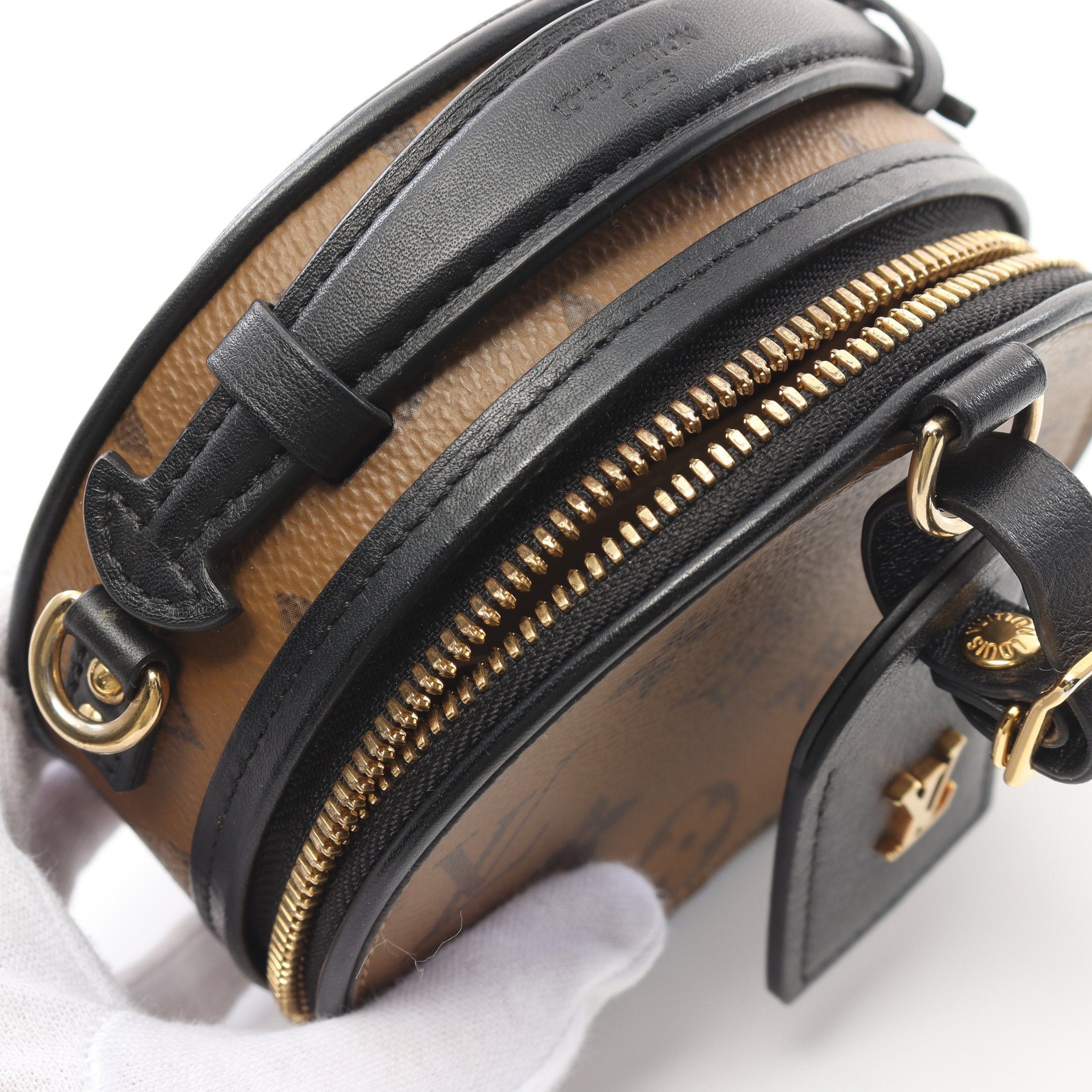 Louis Vuitton Louis Vuitton Mini Boatt Chapeau Monogram Reverse Handbag Leather Brown Black Size ONE SIZE - 6 Thumbnail