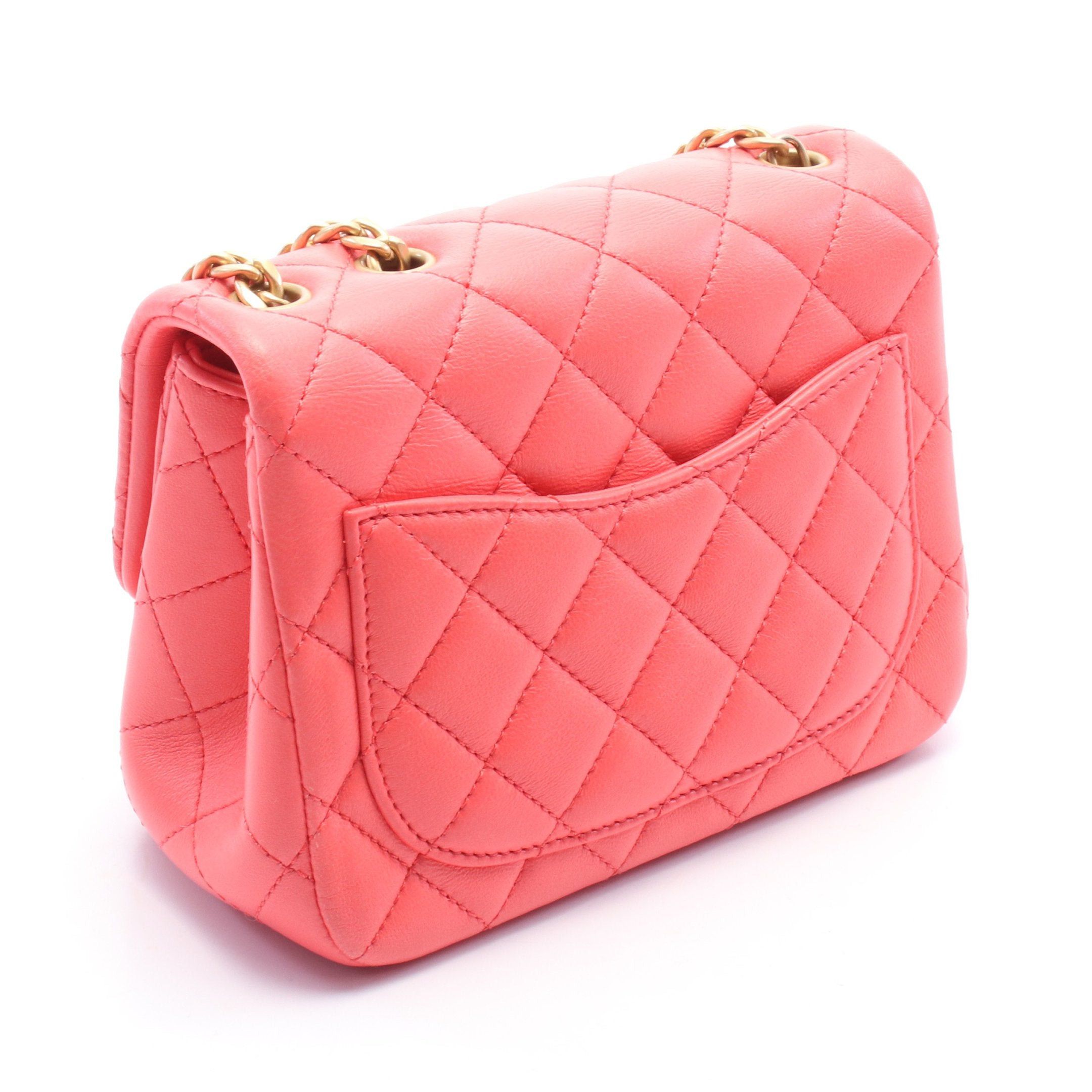 Chanel Chanel Mini Matelasse Camellia Chain Shoulder Bag Leather Coral Pink Matte Gold Hardware Size ONE SIZE - 2 Thumbnail