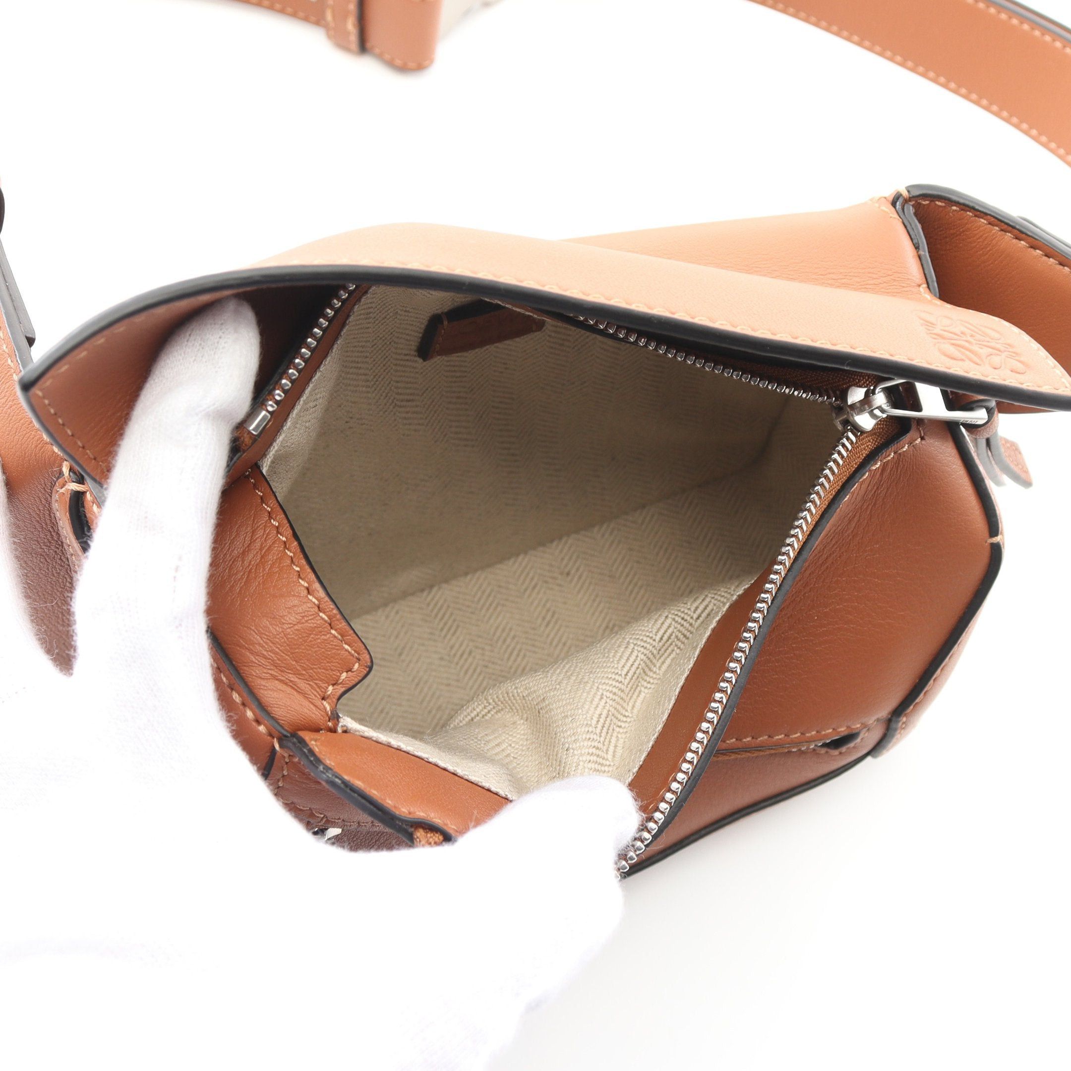 Loewe Loewe Puzzle Bum Bag Mini Body Waist Leather Brown Size ONE SIZE - 3 Thumbnail