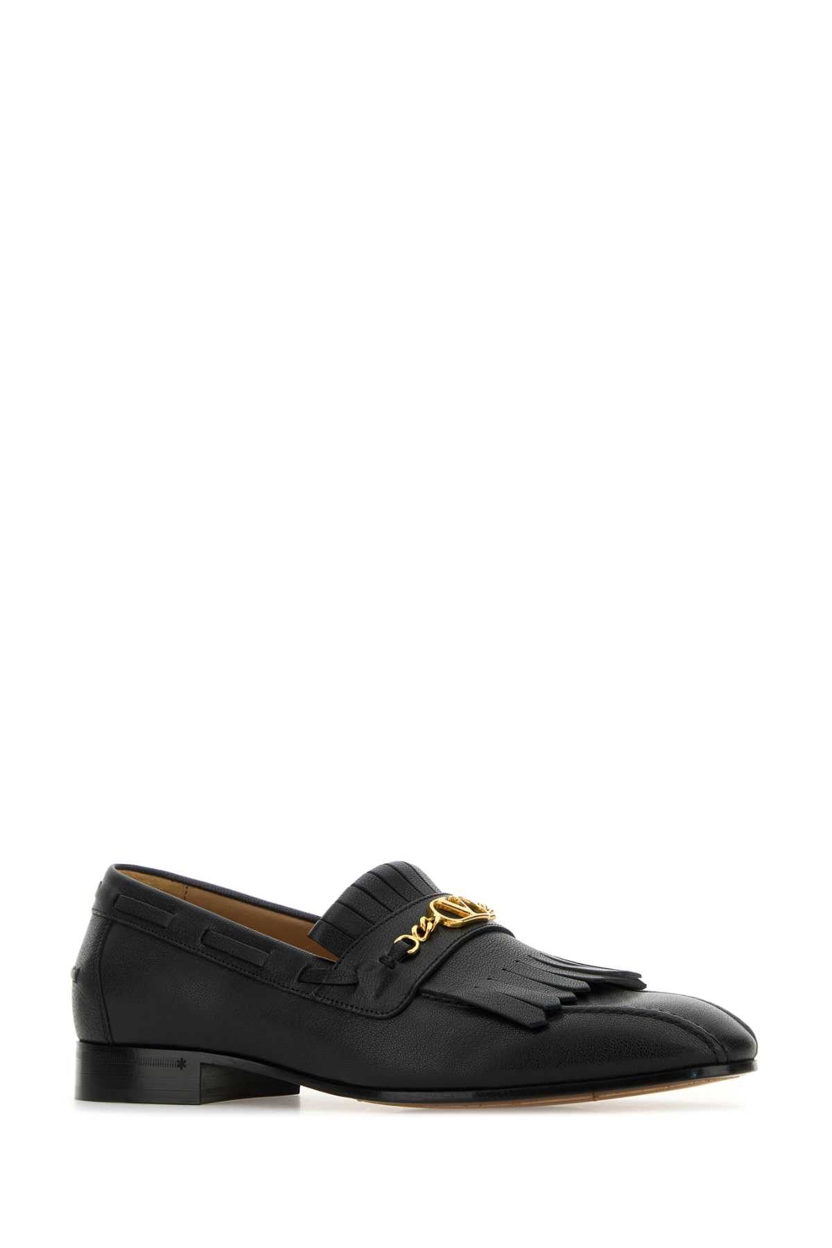 Black Leather Vlogo Signature Loafers