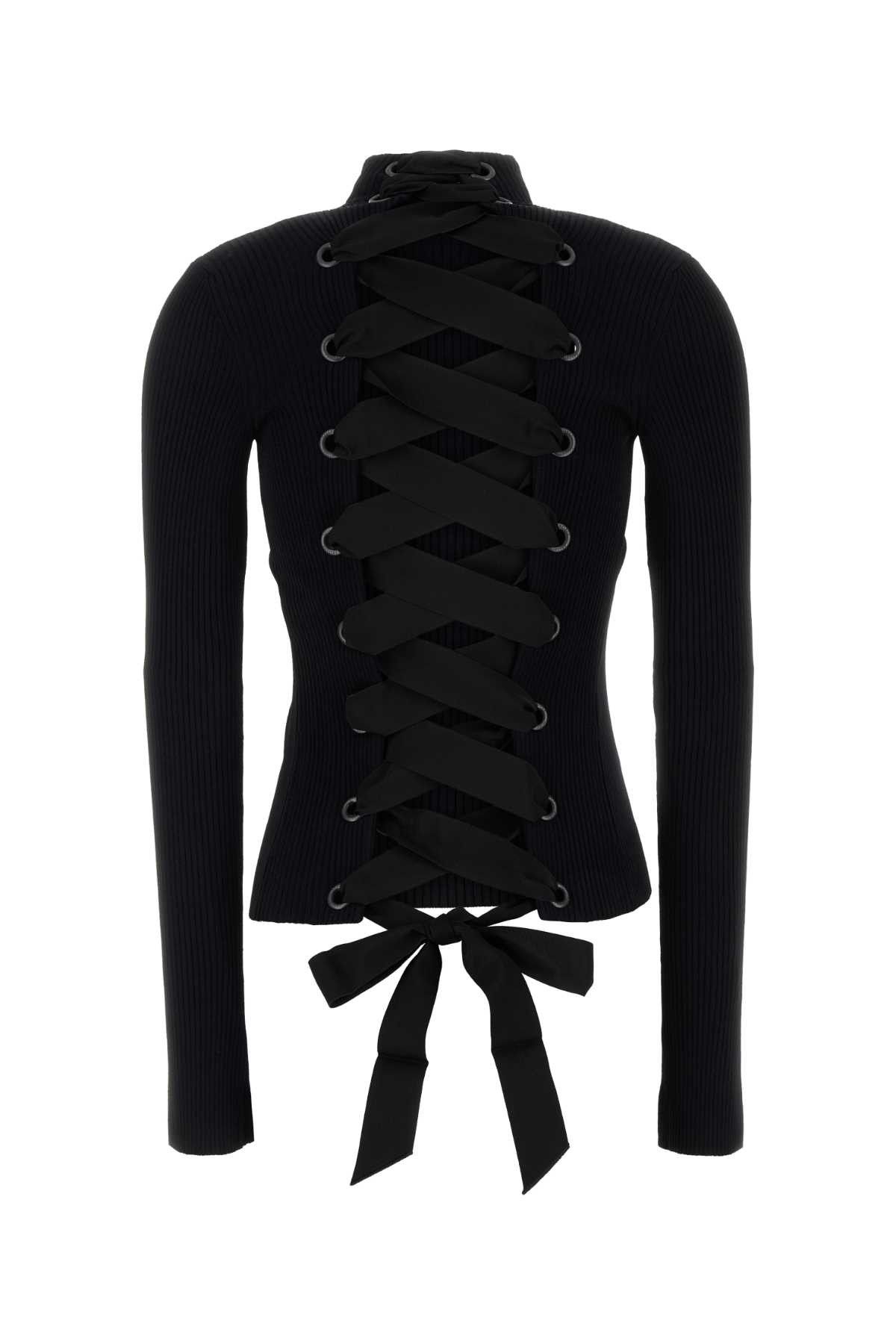 Balenciaga Black Stretch Viscose Blend Top Size S / US 4 / IT 40 - 2 Thumbnail