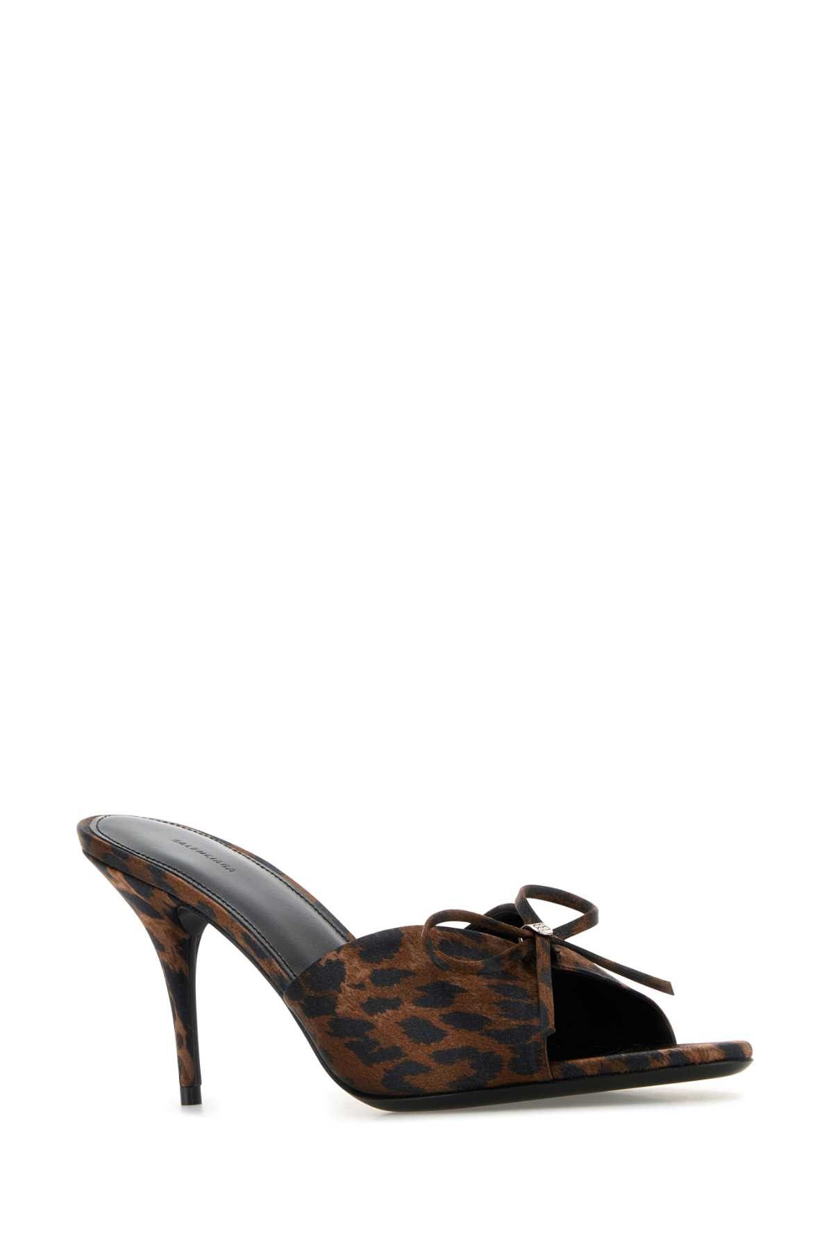 Balenciaga Printed Satiin Knife Bow Mules Size US 7 / IT 37 - 2 Thumbnail