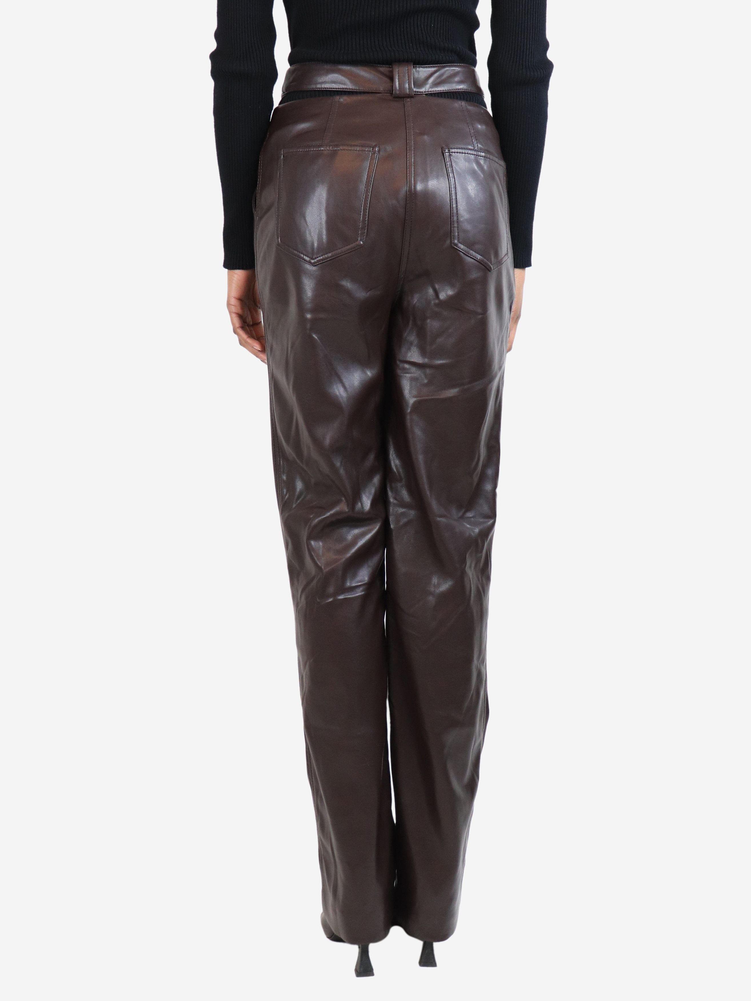 Brown faux leather trousers - size UK 6