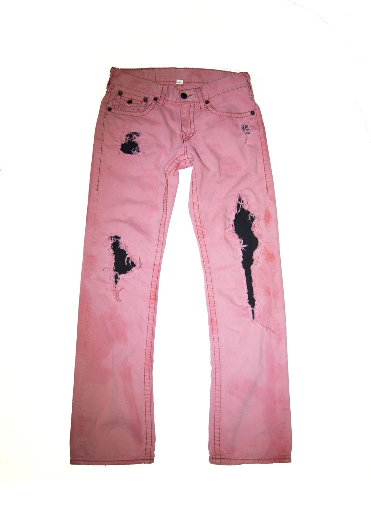 True Religion Custom Dyed Pink Straight True Religion Jeans Size US 30 / EU 46 - 2 Thumbnail