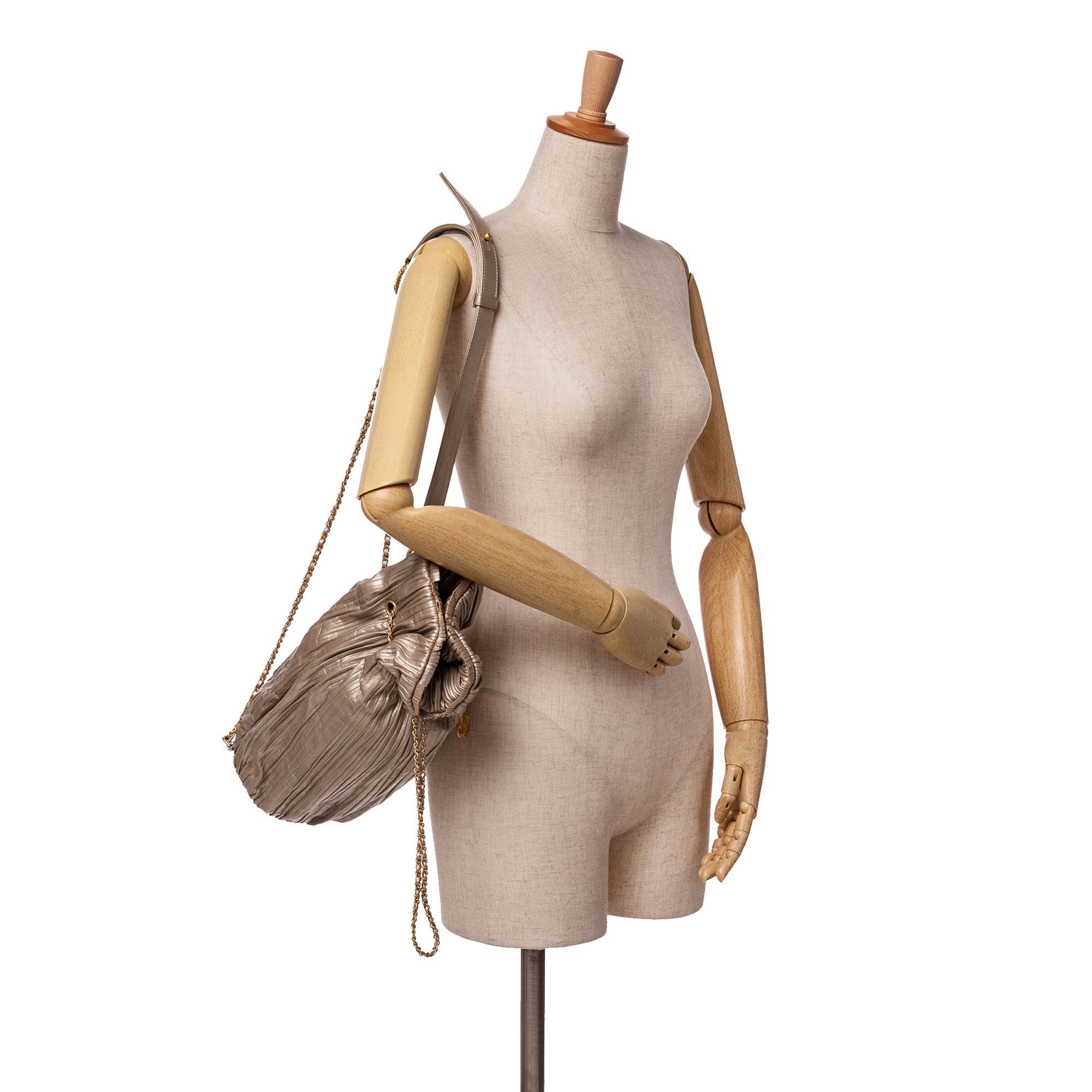 Chanel Chanel Medium Metallic Calfskin Coco Pleats Drawstring Backpack Size ONE SIZE - 10 Thumbnail