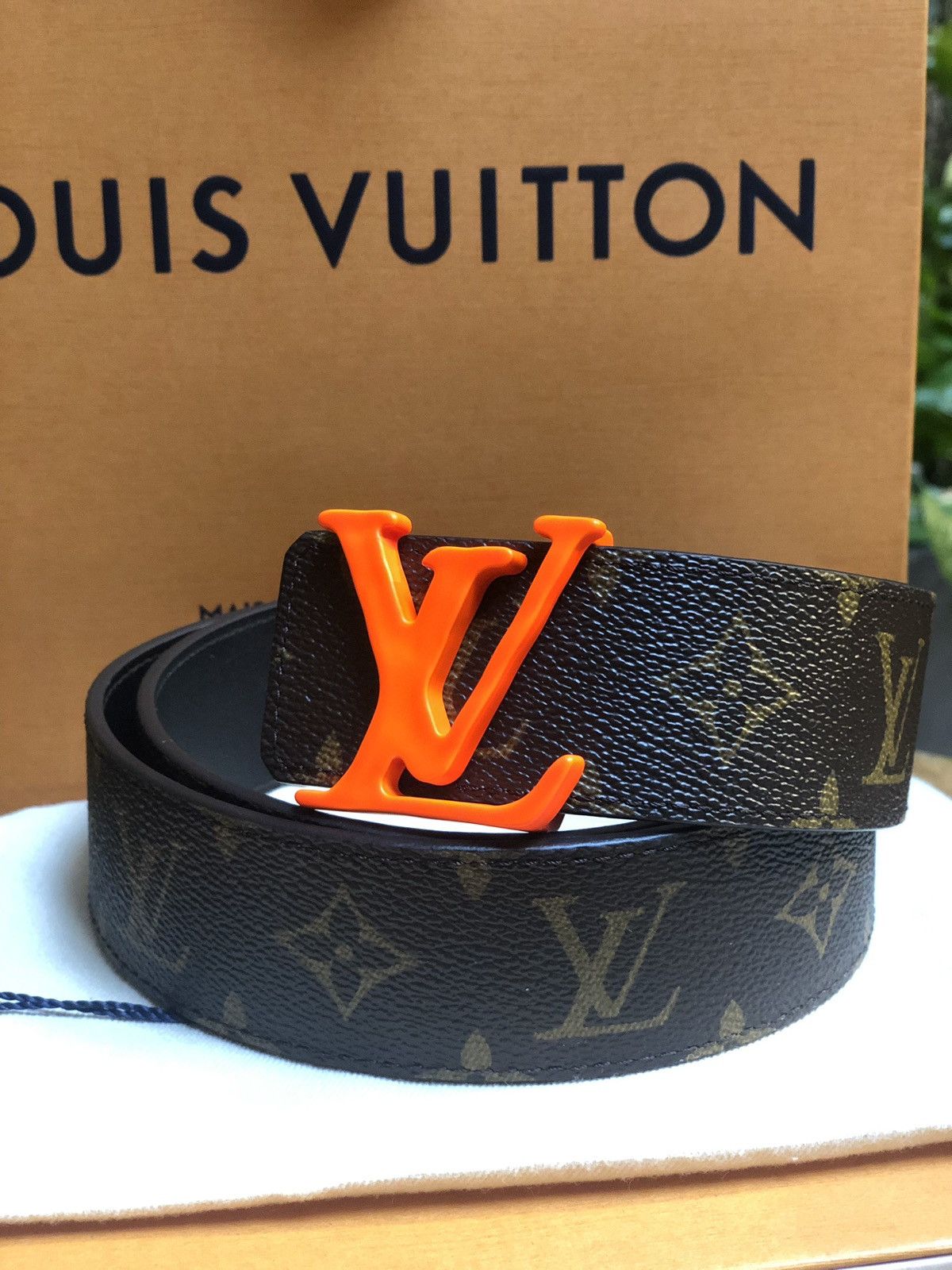 Louis Vuitton 2019SS Orange Monogram LV Logo Brown Belt Virgil Abloh