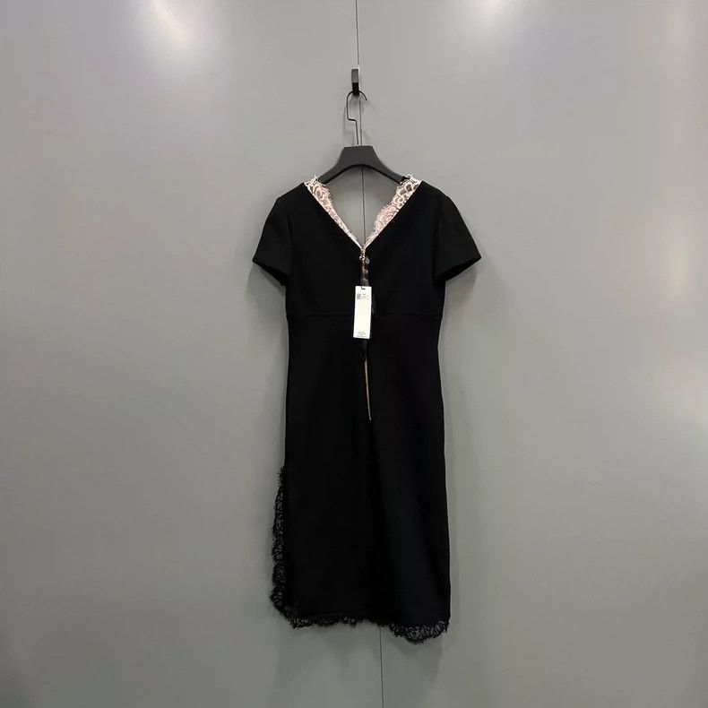 Gucci Gucci Black V-Neck Lace Trim Dress Size M / US 6-8 / IT 42-44 - 2 Thumbnail