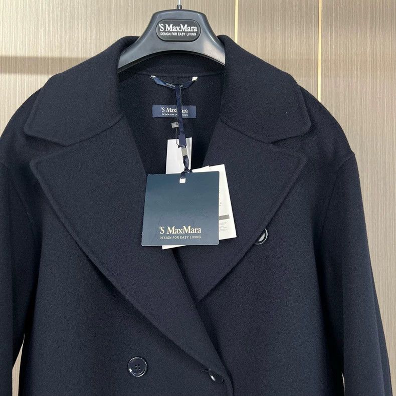 Max Mara Maxmara Navy Wool Collar Coat Size US M / EU 48-50 / 2 - 2 Thumbnail