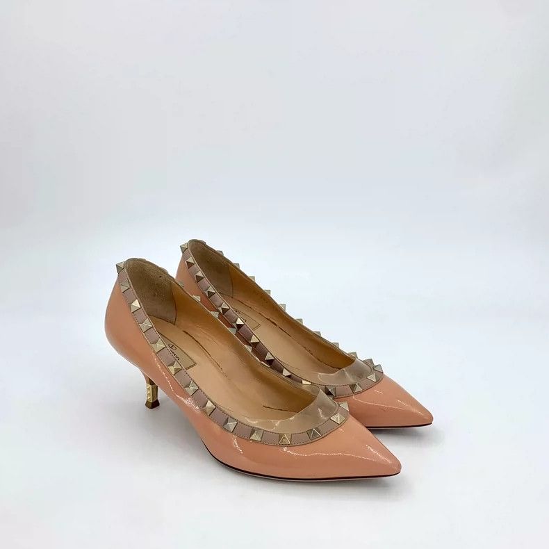 Valentino Valentino Orange Studded Pointed High Heel Shoes Size US 7 / IT 37 - 2 Thumbnail