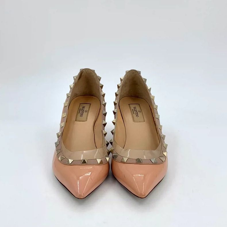 Valentino Valentino Orange Studded Pointed High Heel Shoes Size US 7 / IT 37 - 3 Thumbnail