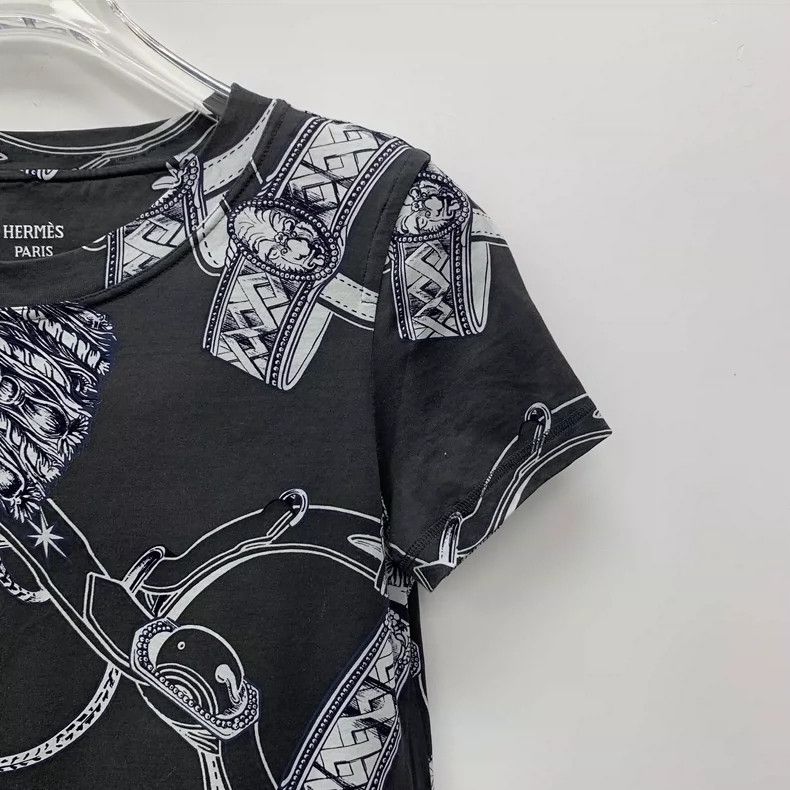 Hermes Black Short Sleeve T-shirt with Chain Print Size US M / EU 48-50 / 2 - 3 Thumbnail