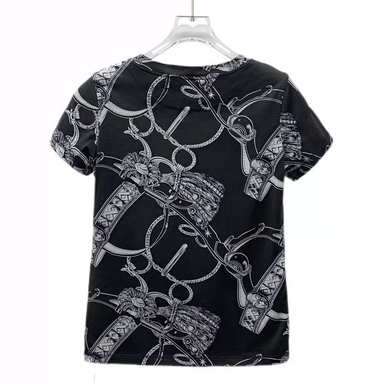 Hermes Black Short Sleeve T-shirt with Chain Print Size US M / EU 48-50 / 2 - 2 Thumbnail