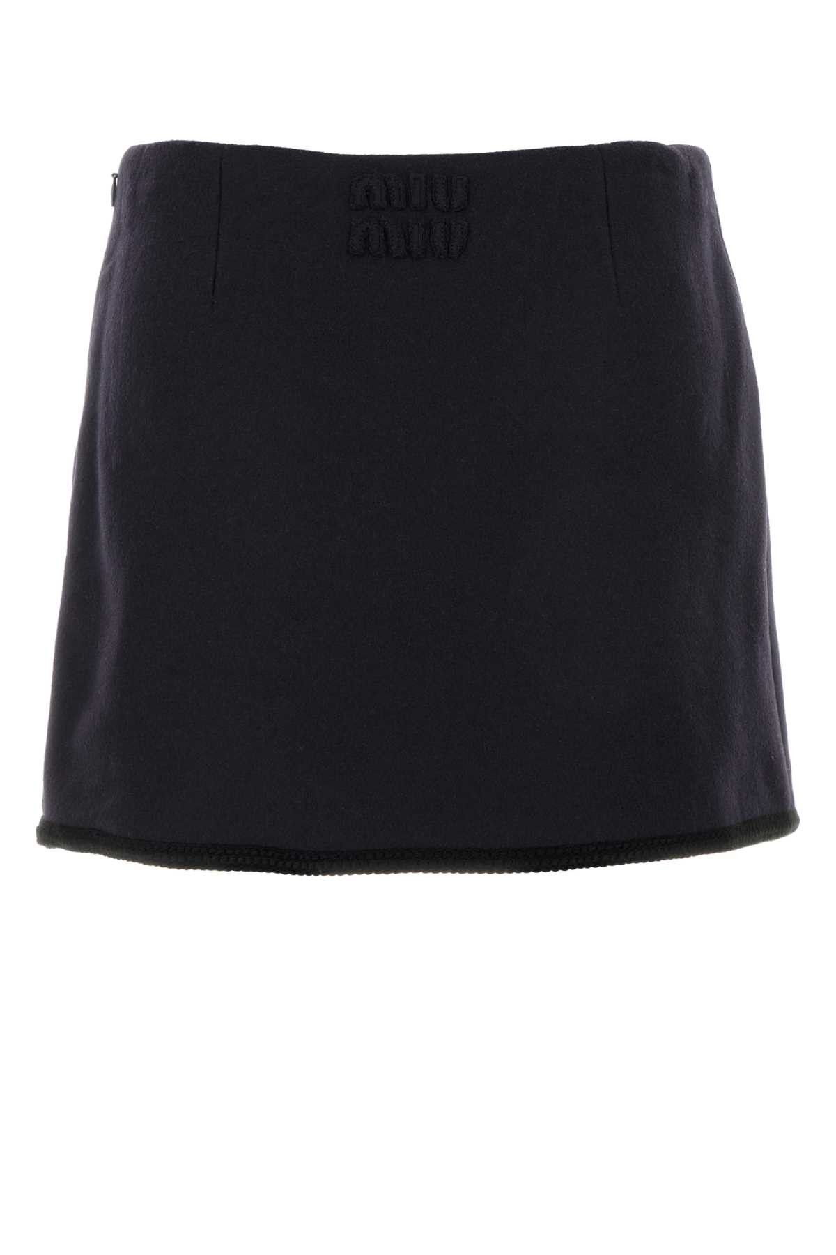 Miu Miu Midnight Blue Wool Mini Skirt Size 25" / US 0 / IT 36 - 2 Thumbnail