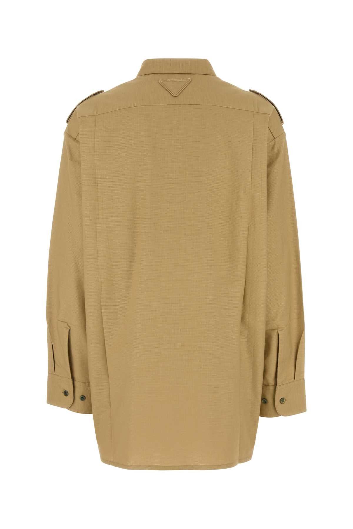 Prada Camel Cotton Oversize Shirt Size M / US 6-8 / IT 42-44 - 2 Thumbnail