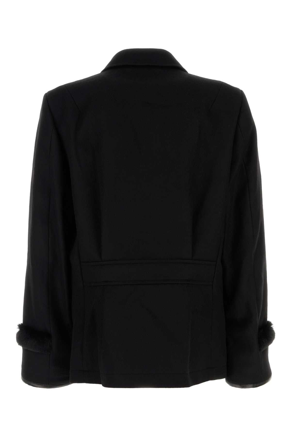Random Identities Black Wool Blend Coat Size US XL / EU 56 / 4 - 2 Thumbnail