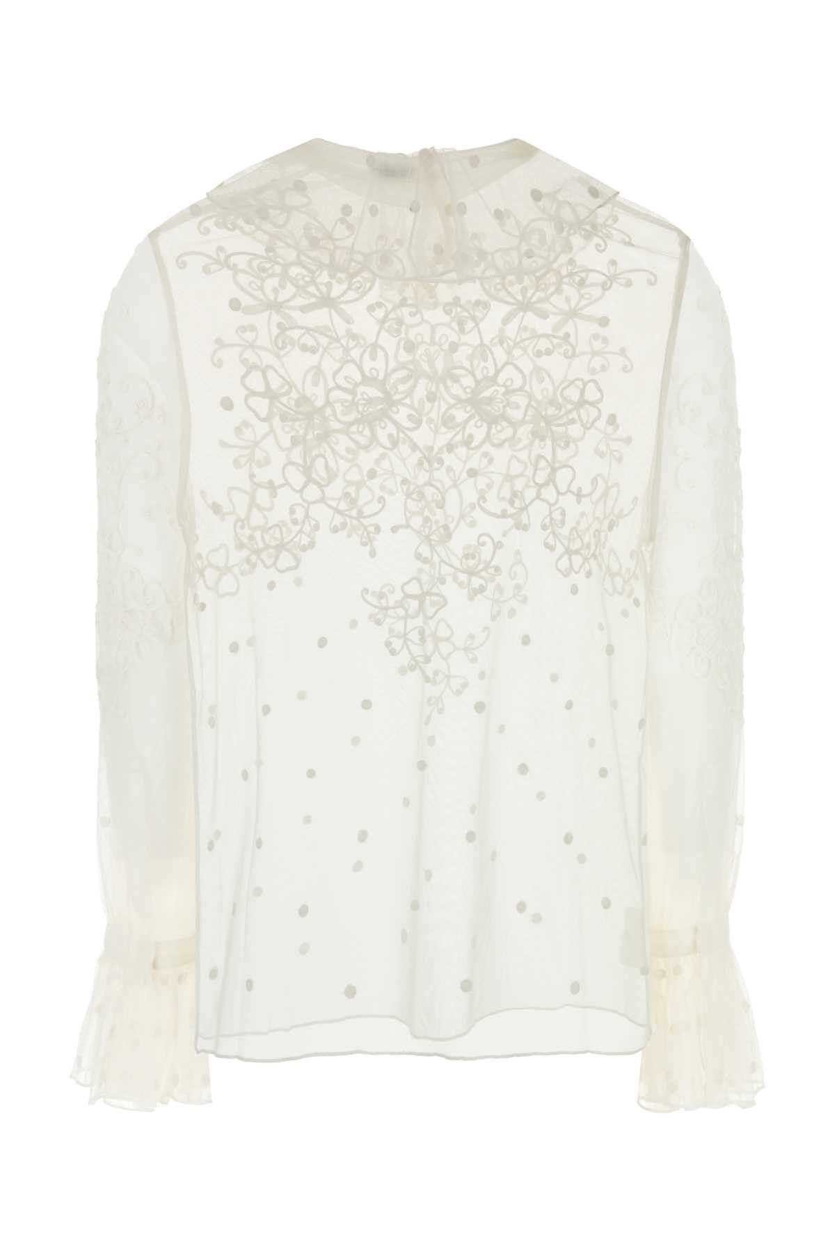 Bode White Mesh Middlemist Blouse Size M / US 6-8 / IT 42-44 - 2 Thumbnail