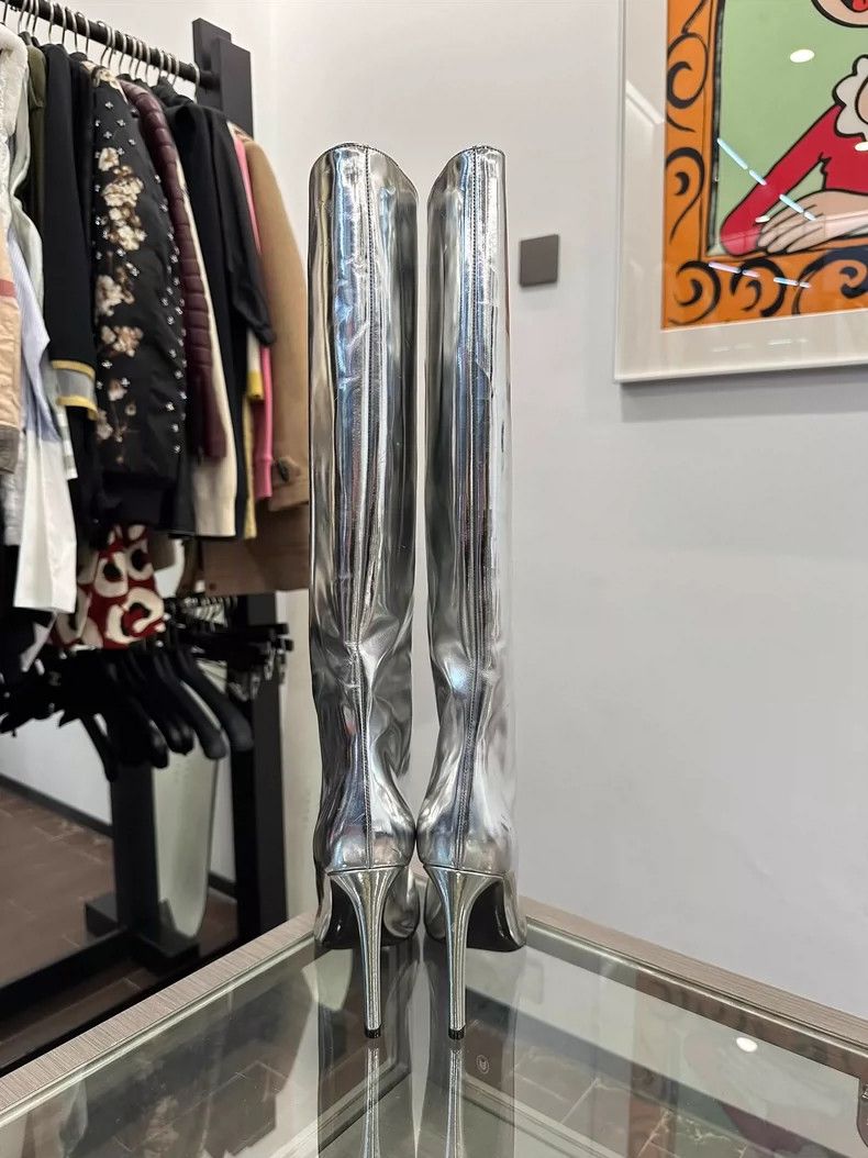 Balenciaga Silver High Heel Boots by Balenciaga Size US 7.5 / EU 40-41 - 4 Thumbnail
