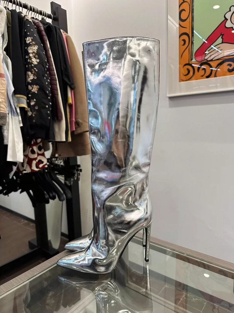 Balenciaga Silver High Heel Boots by Balenciaga Size US 7.5 / EU 40-41 - 3 Thumbnail