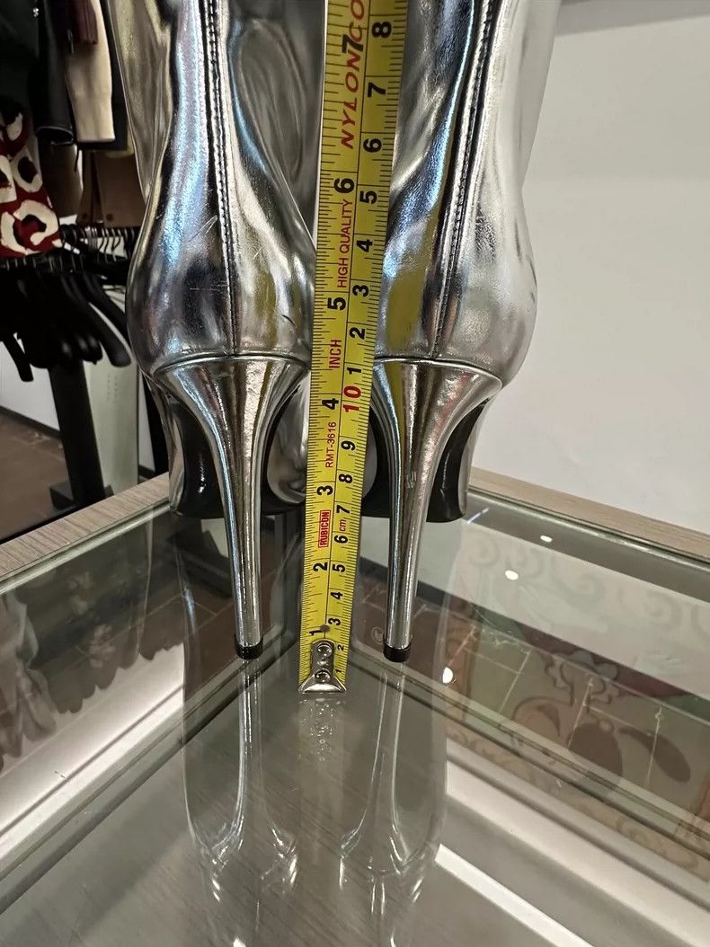 Balenciaga Silver High Heel Boots by Balenciaga Size US 7.5 / EU 40-41 - 5 Thumbnail