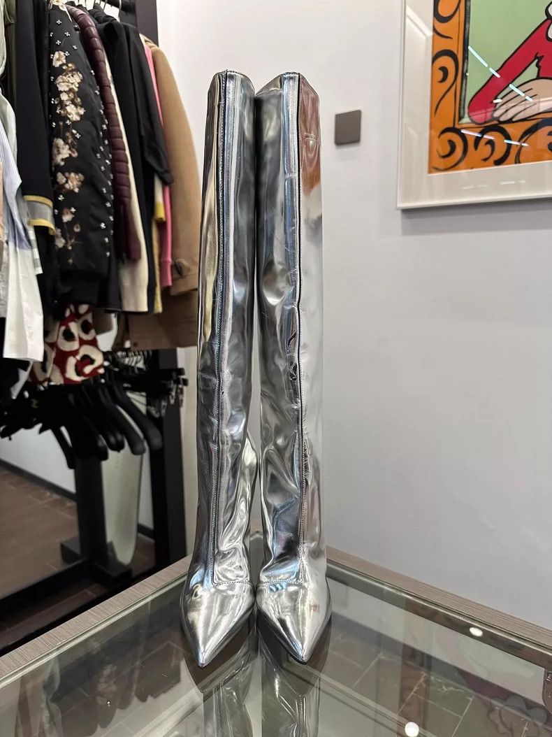 Balenciaga Silver High Heel Boots by Balenciaga Size US 7.5 / EU 40-41 - 2 Thumbnail