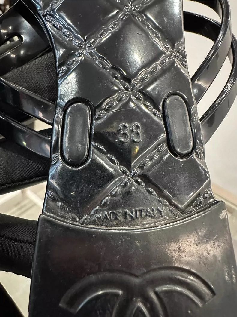 Chanel Chanel Black Camellia Women's Sandals Size 38 Size US 8 / EU 41 - 7 Thumbnail