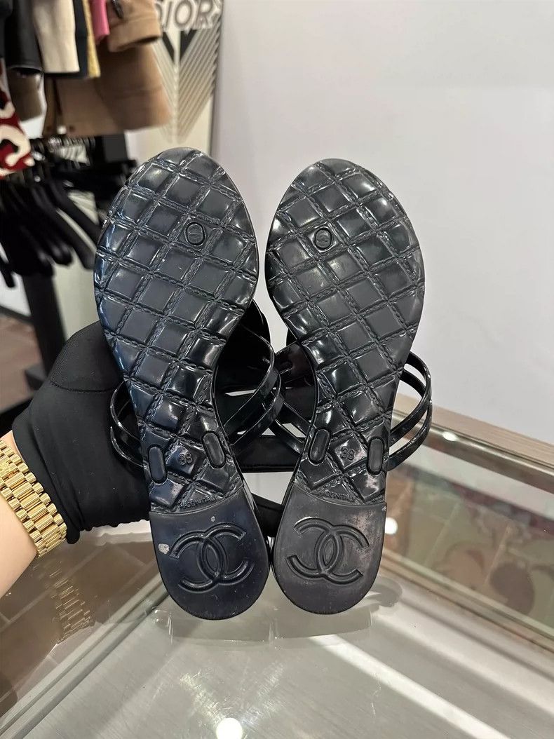 Chanel Chanel Black Camellia Women's Sandals Size 38 Size US 8 / EU 41 - 5 Thumbnail