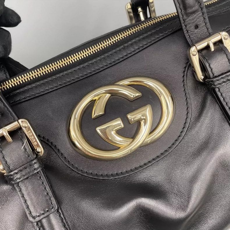 Gucci Gucci Black Leather Boston Tote Bag Size ONE SIZE - 6 Thumbnail
