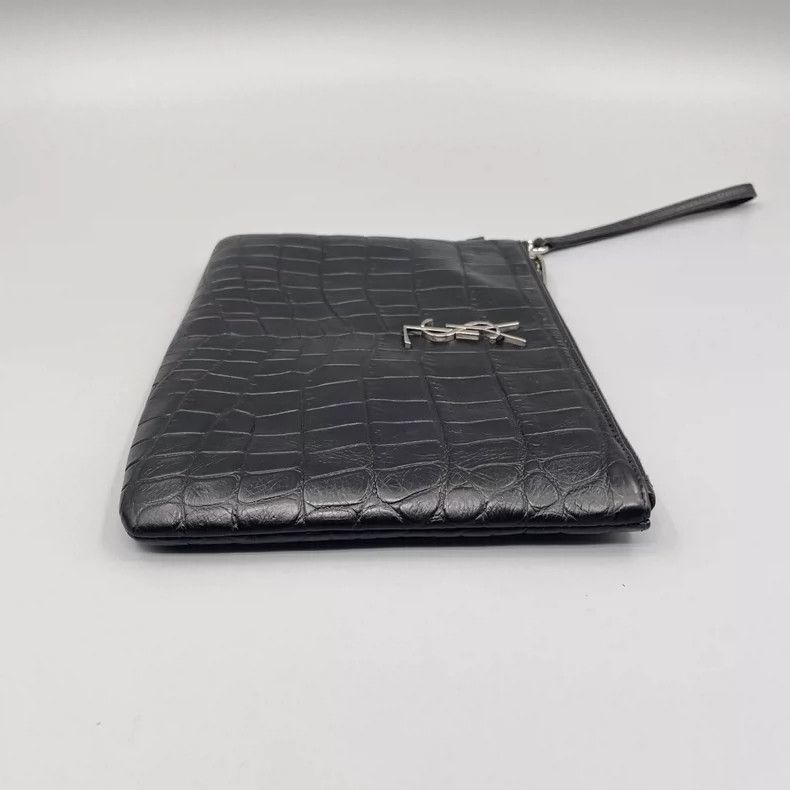 Yves Saint Laurent YSL Crocodile Texture Clutch Bag Size ONE SIZE - 4 Thumbnail