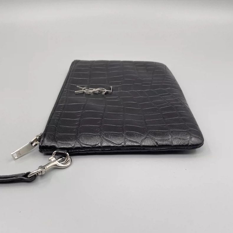 Yves Saint Laurent YSL Crocodile Texture Clutch Bag Size ONE SIZE - 3 Thumbnail