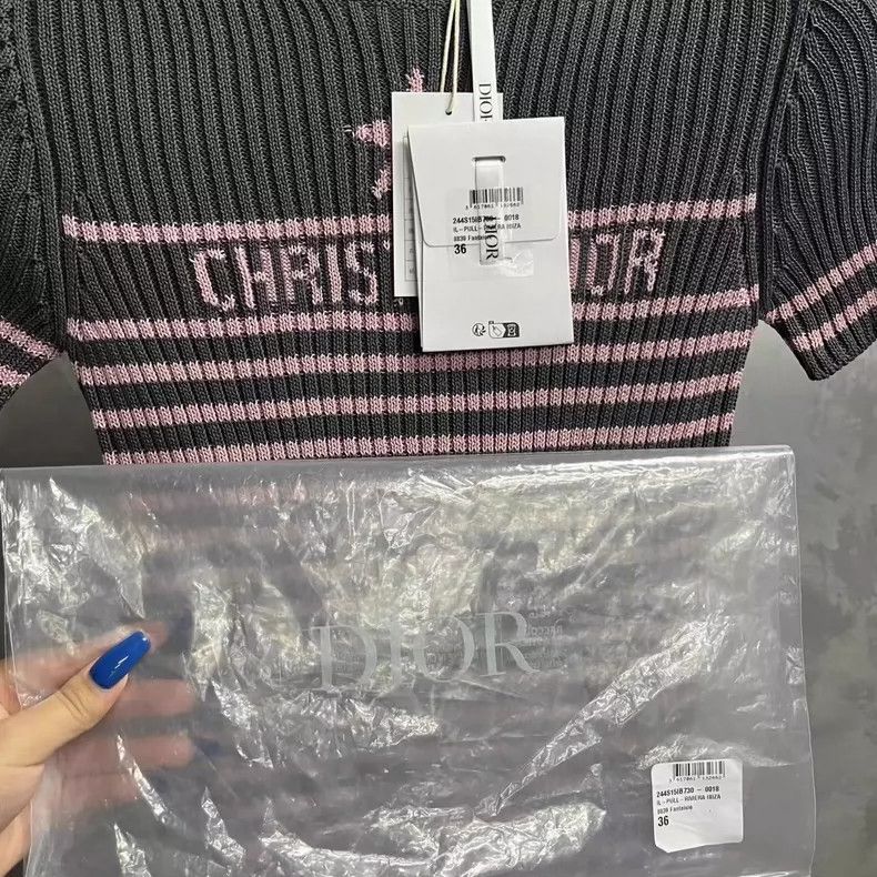Dior Dior Striped Short Sleeve Knit Top Size US S / EU 44-46 / 1 - 6 Thumbnail